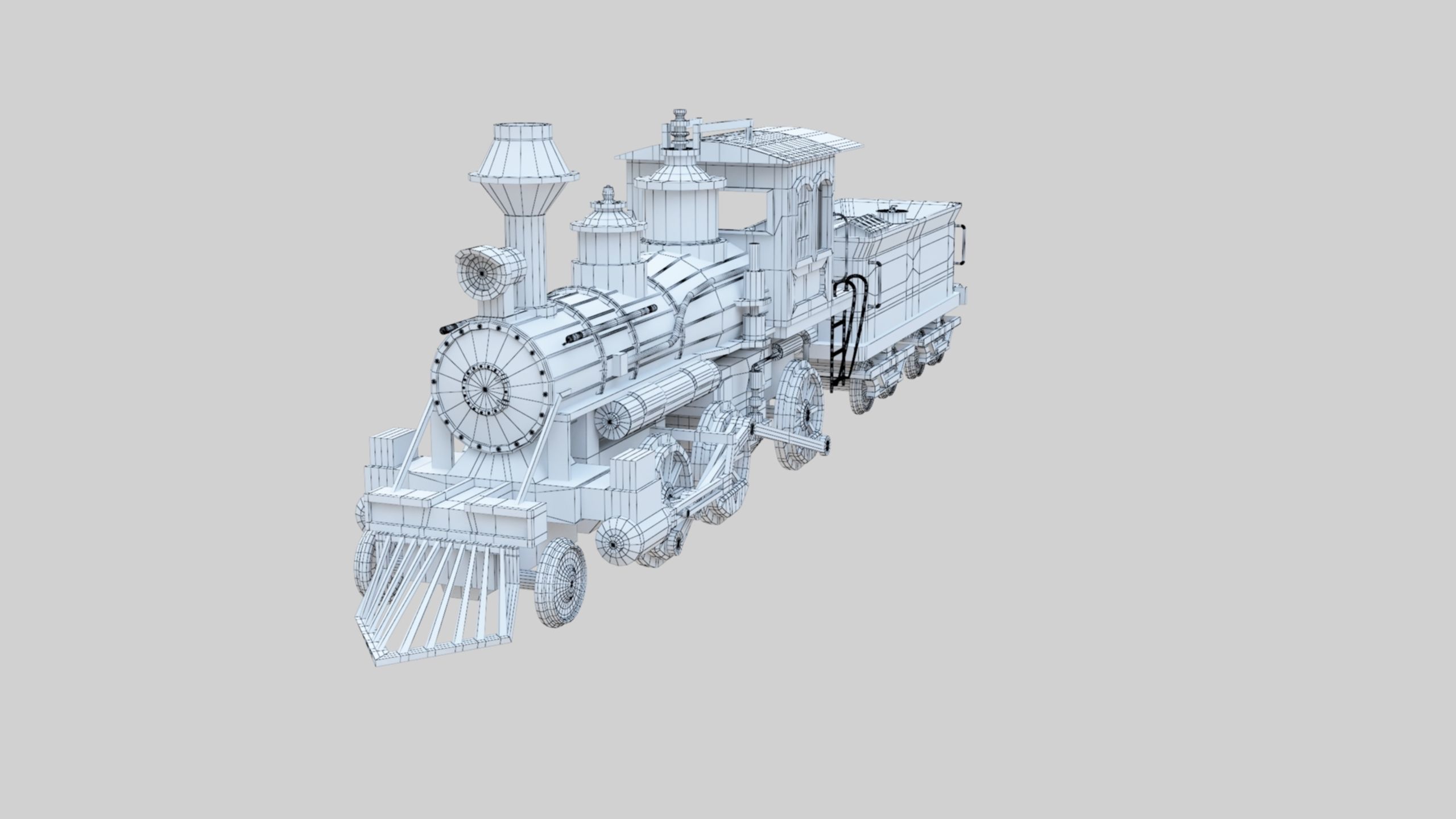 Low Poly Old Steam Train - Union Pasific Style Low-poly 3D model_40