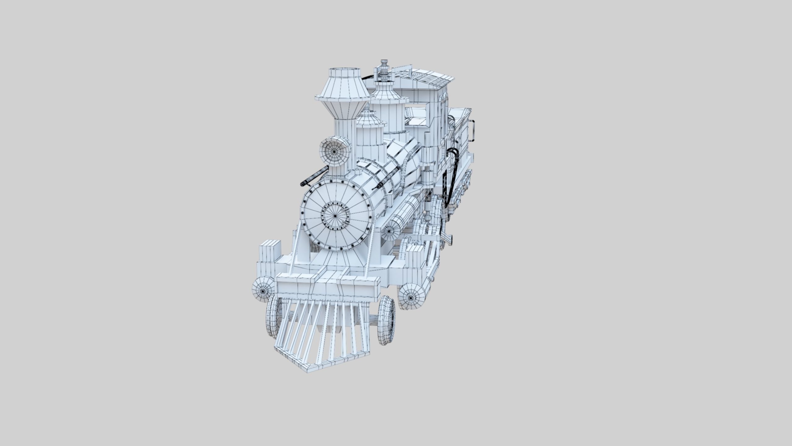 Low Poly Old Steam Train - Union Pasific Style Low-poly 3D model_37