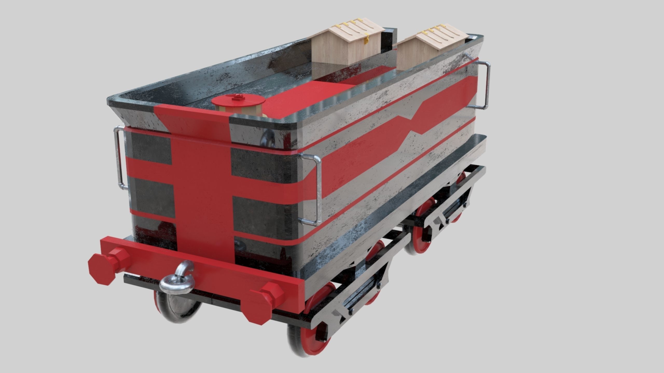 Low Poly Old Steam Train - Union Pasific Style Low-poly 3D model_118