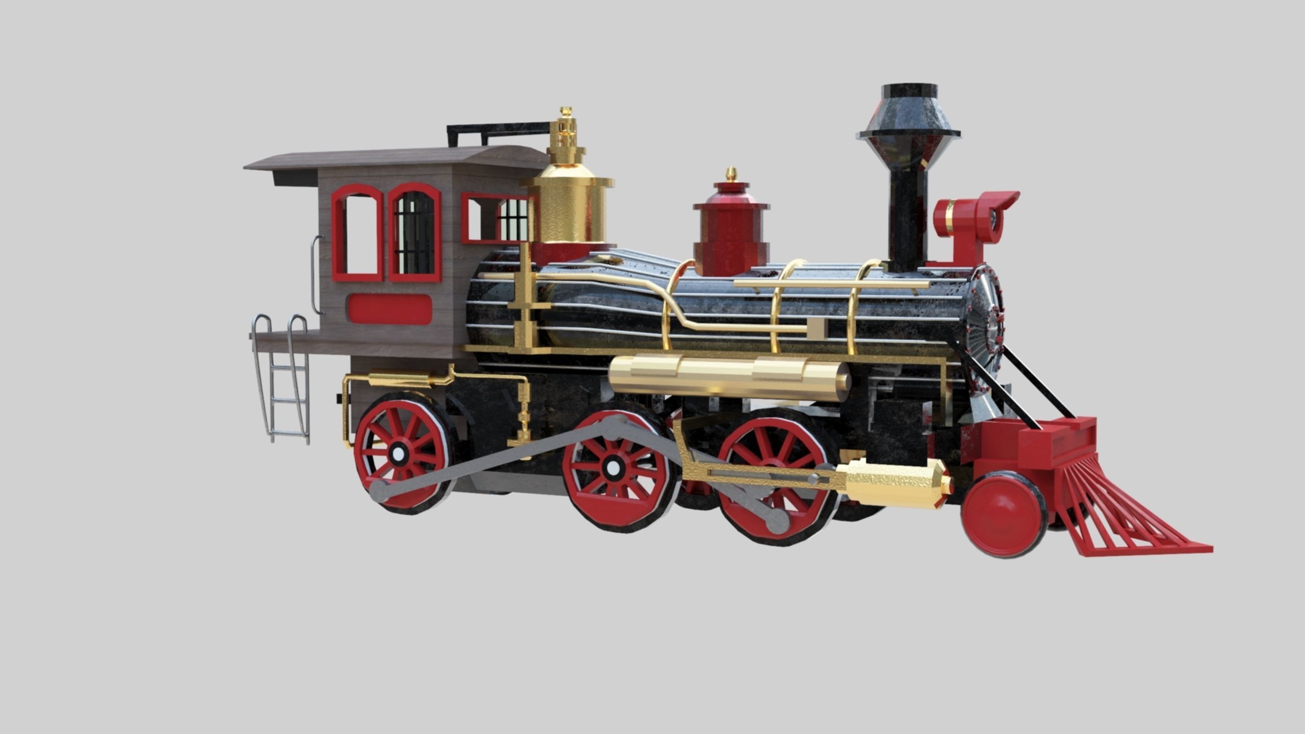 Low Poly Old Steam Train - Union Pasific Style Low-poly 3D model_91