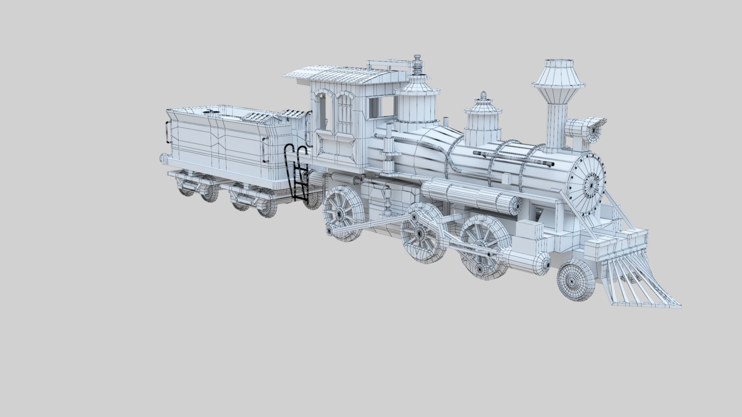 Low Poly Old Steam Train - Union Pasific Style Low-poly 3D model_59
