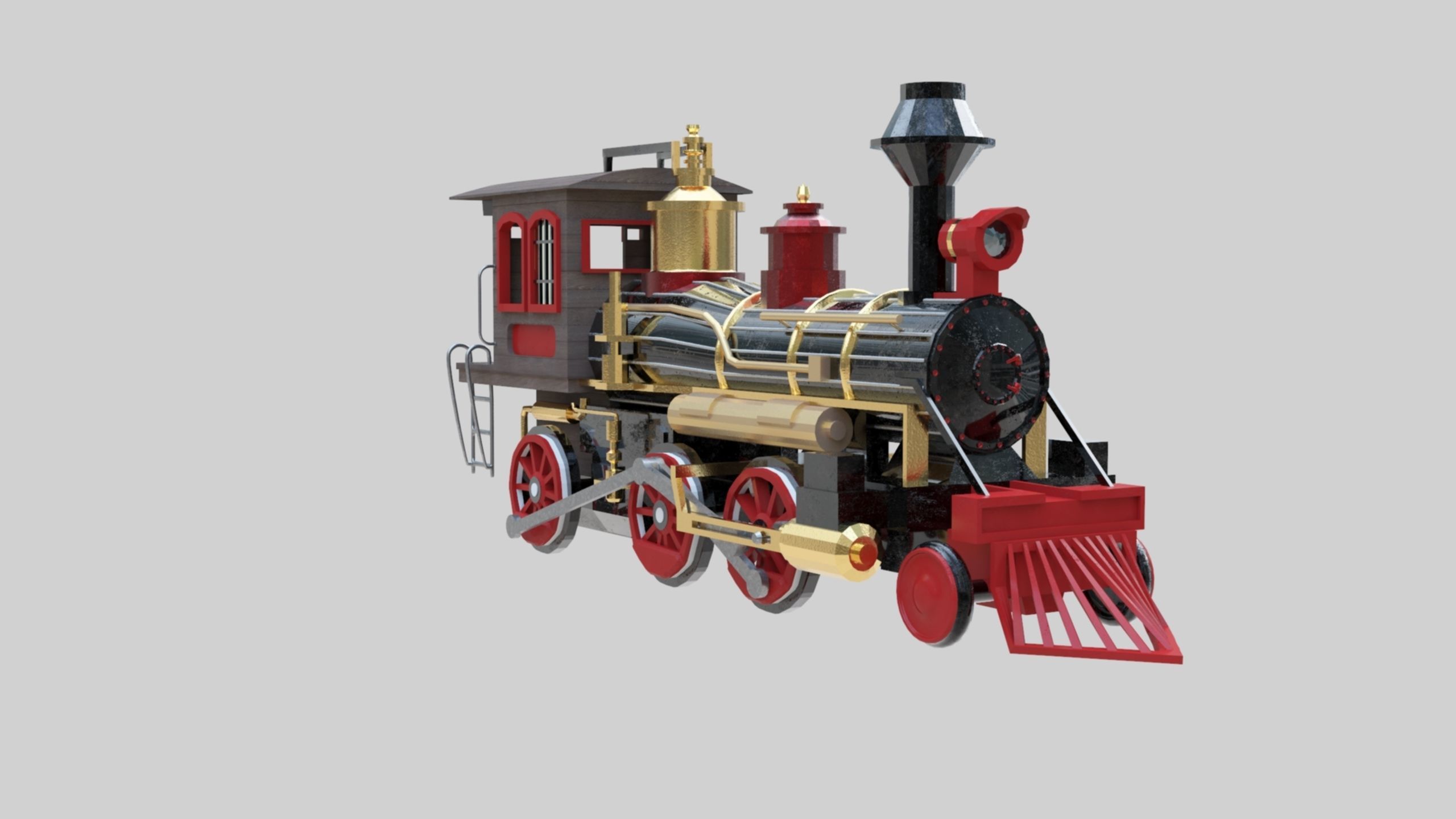 Low Poly Old Steam Train - Union Pasific Style Low-poly 3D model_89