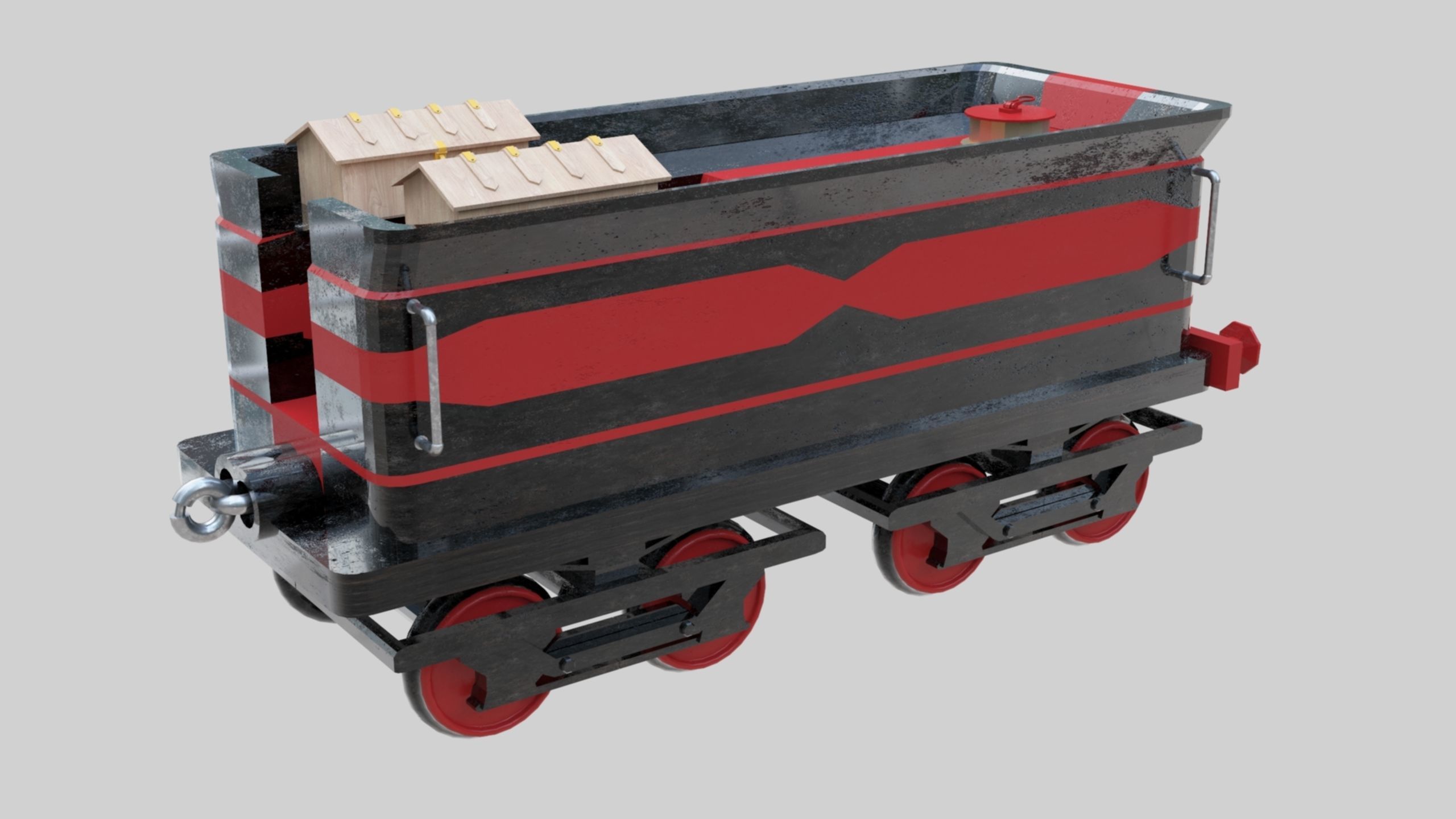 Low Poly Old Steam Train - Union Pasific Style Low-poly 3D model_110