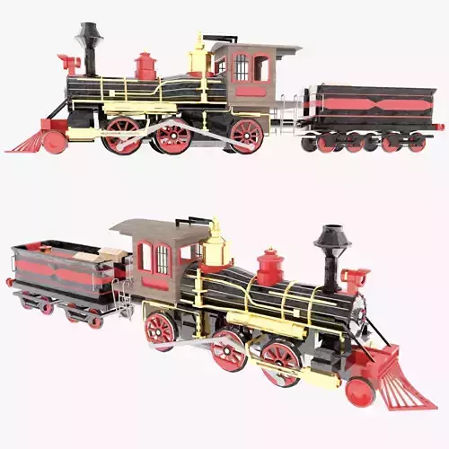 Low Poly Old Steam Train - Union Pasific Style