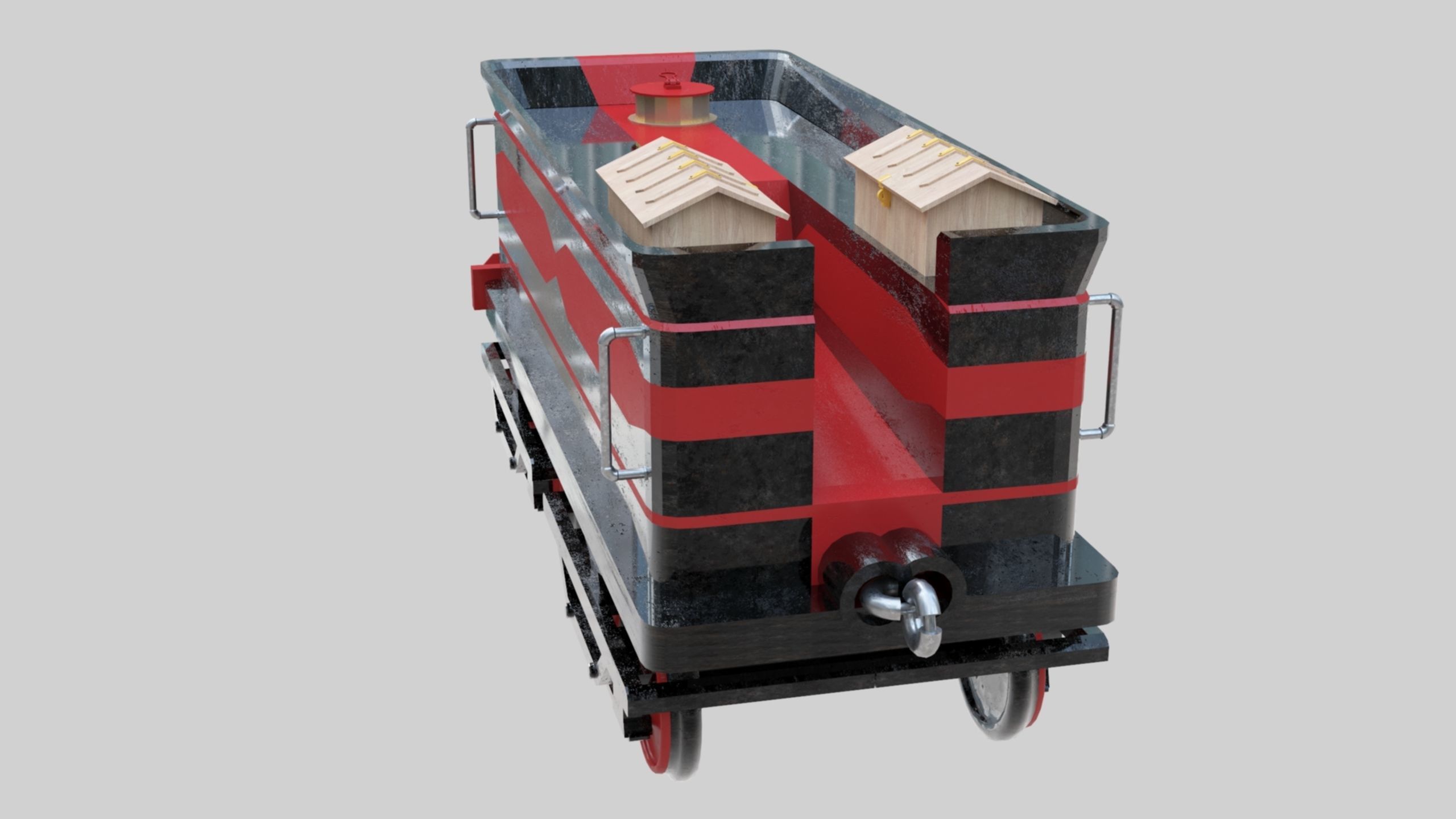 Low Poly Old Steam Train - Union Pasific Style Low-poly 3D model_100