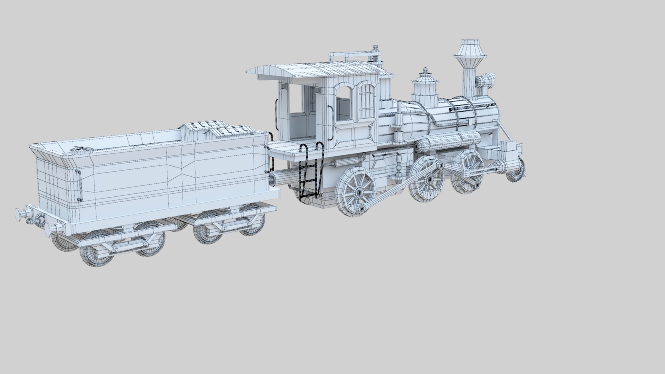 Low Poly Old Steam Train - Union Pasific Style Low-poly 3D model_52