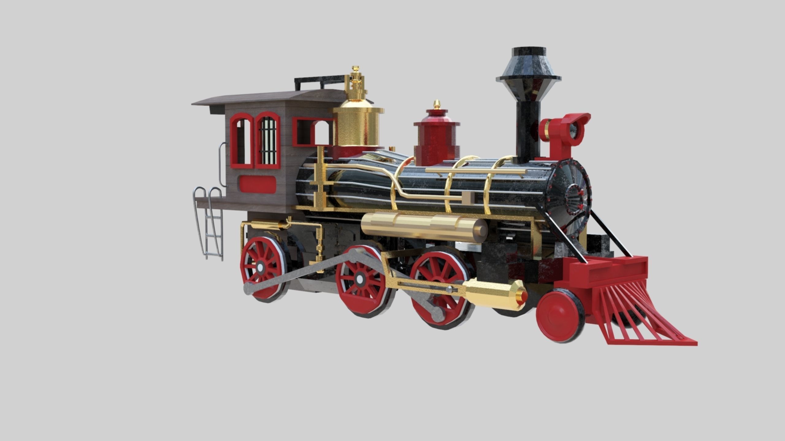 Low Poly Old Steam Train - Union Pasific Style Low-poly 3D model_84