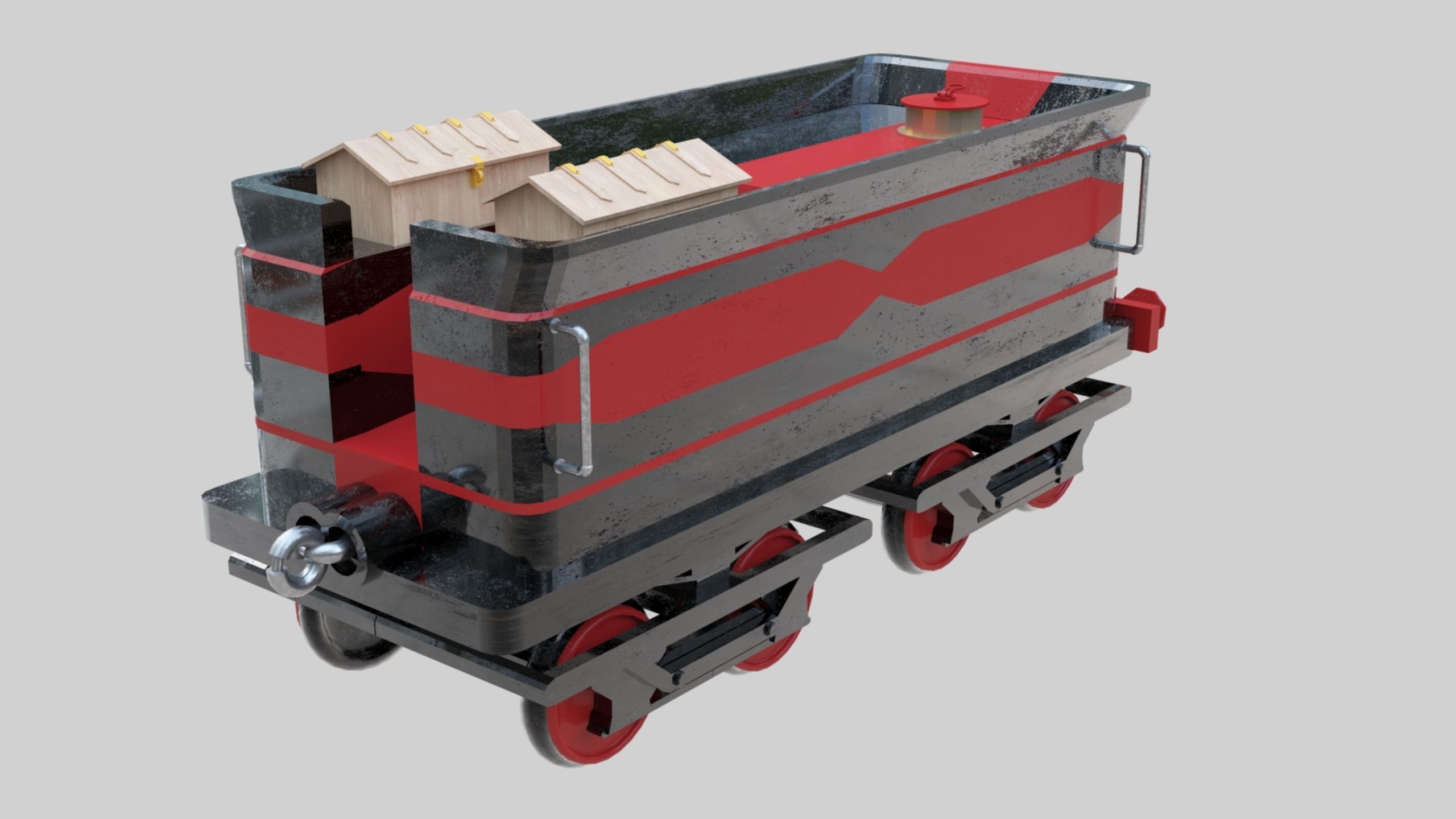 Low Poly Old Steam Train - Union Pasific Style Low-poly 3D model_108