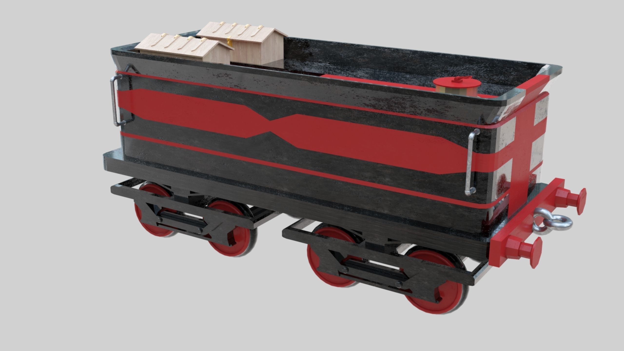 Low Poly Old Steam Train - Union Pasific Style Low-poly 3D model_117