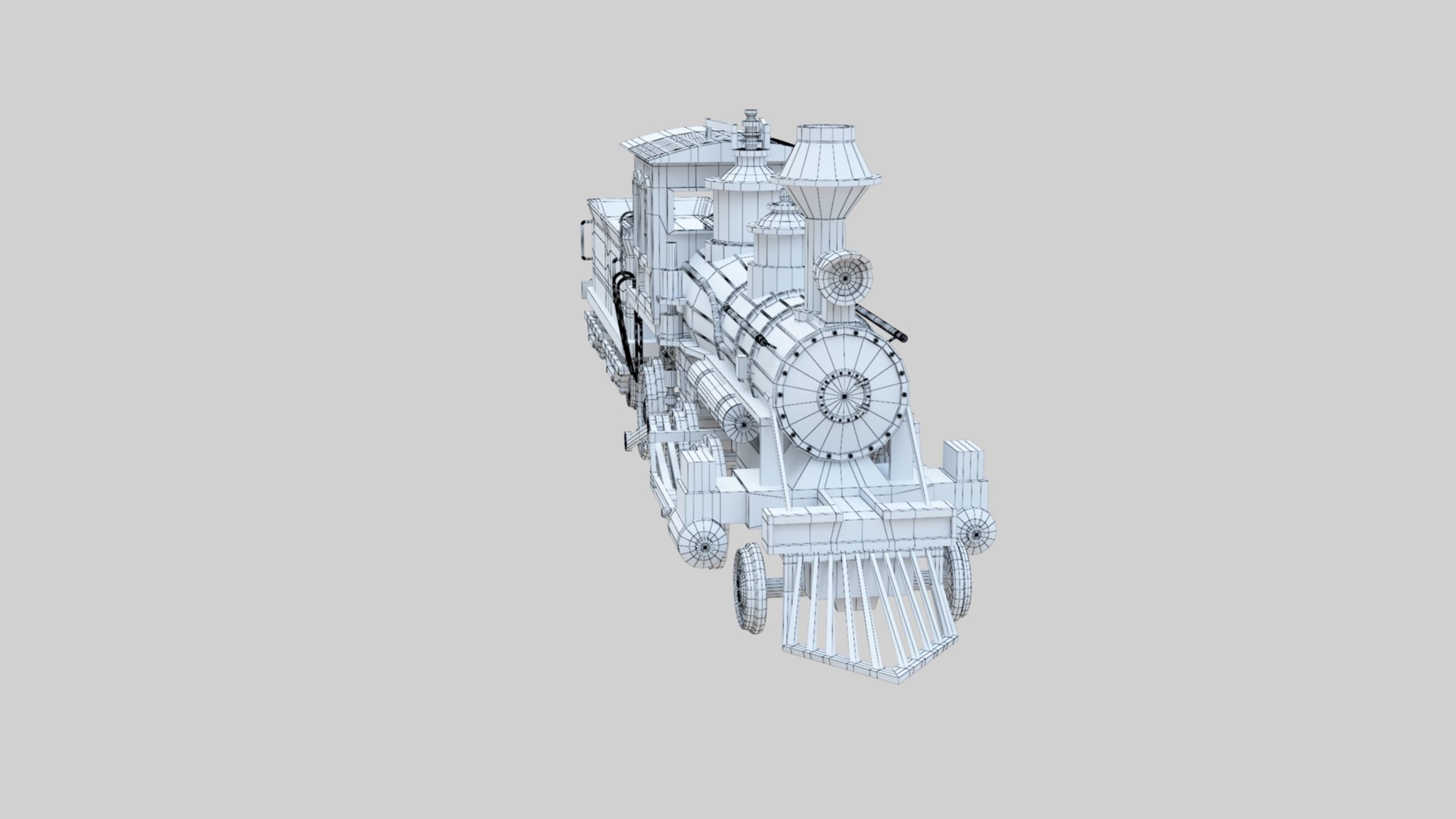 Low Poly Old Steam Train - Union Pasific Style Low-poly 3D model_33