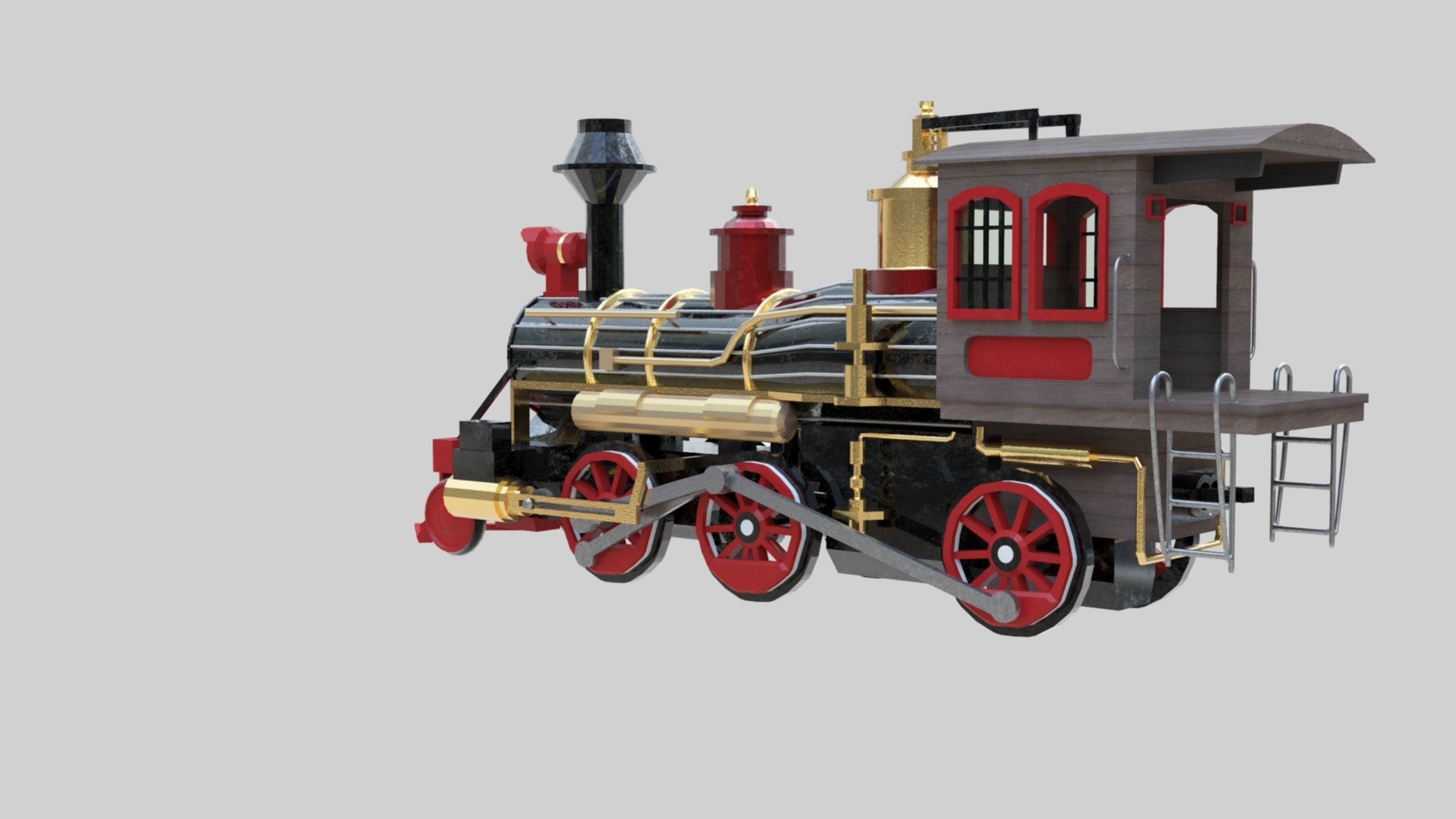 Low Poly Old Steam Train - Union Pasific Style Low-poly 3D model_75