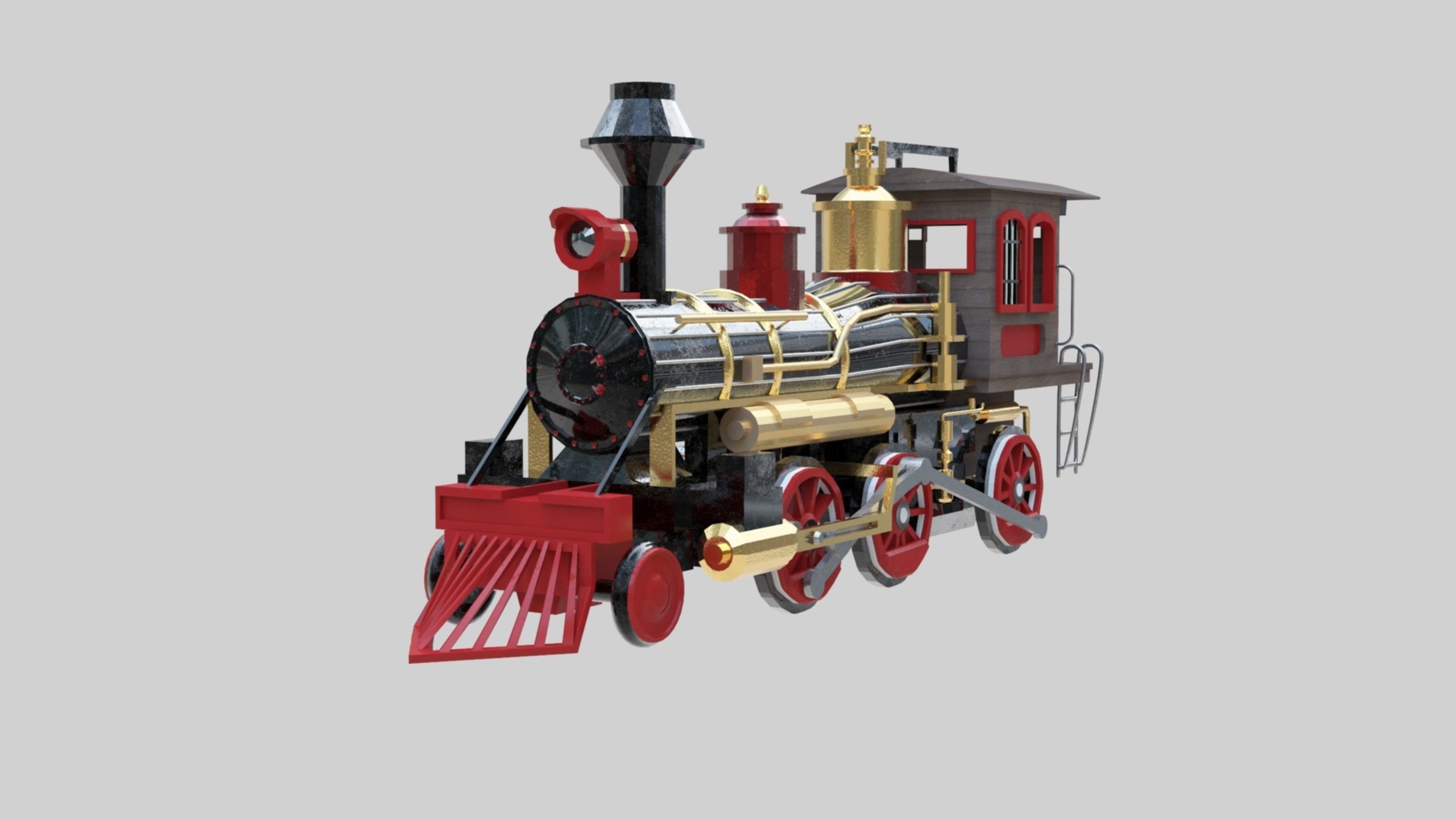 Low Poly Old Steam Train - Union Pasific Style Low-poly 3D model_88
