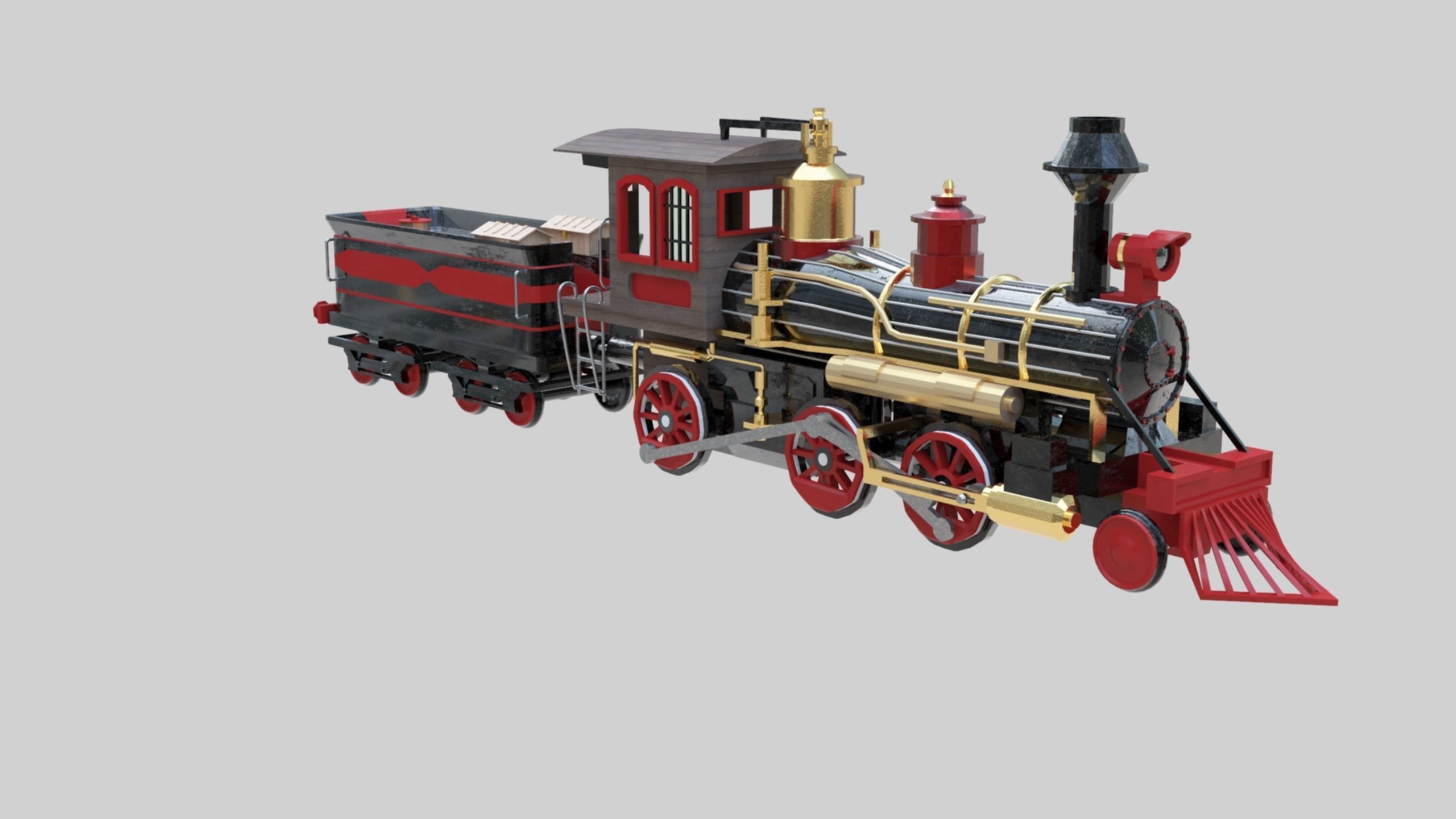 Low Poly Old Steam Train - Union Pasific Style Low-poly 3D model_28