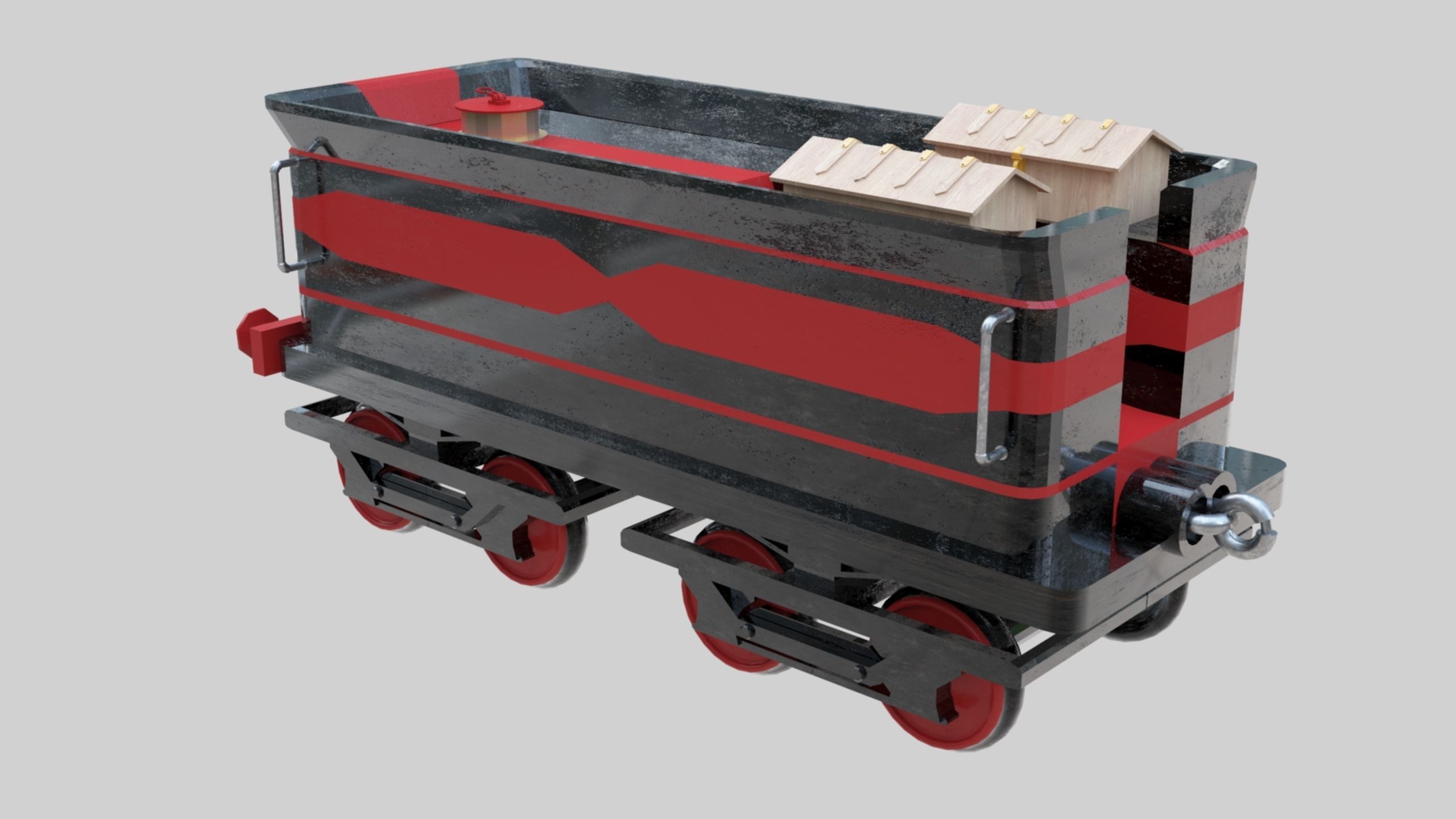 Low Poly Old Steam Train - Union Pasific Style Low-poly 3D model_98