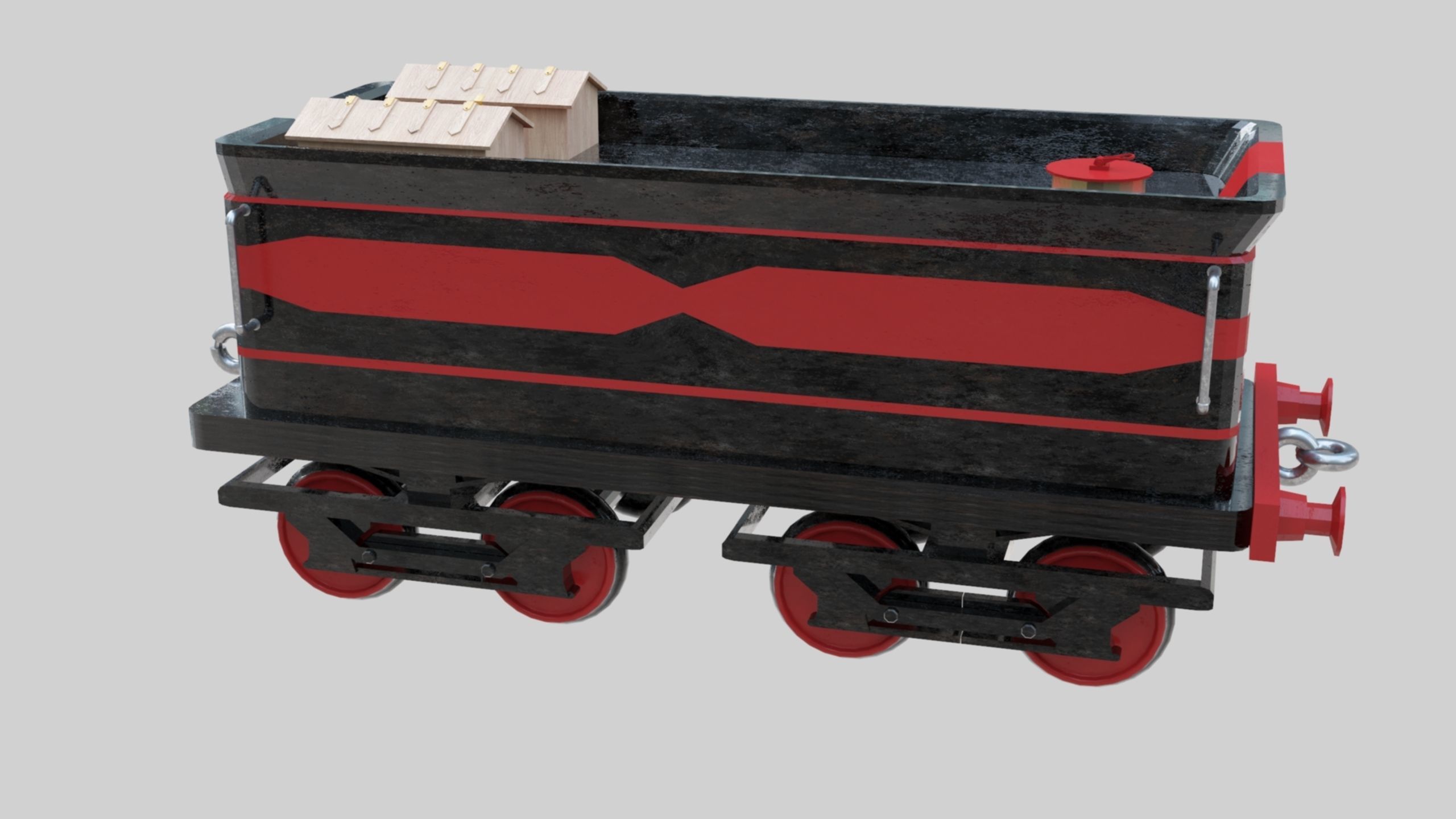 Low Poly Old Steam Train - Union Pasific Style Low-poly 3D model_113