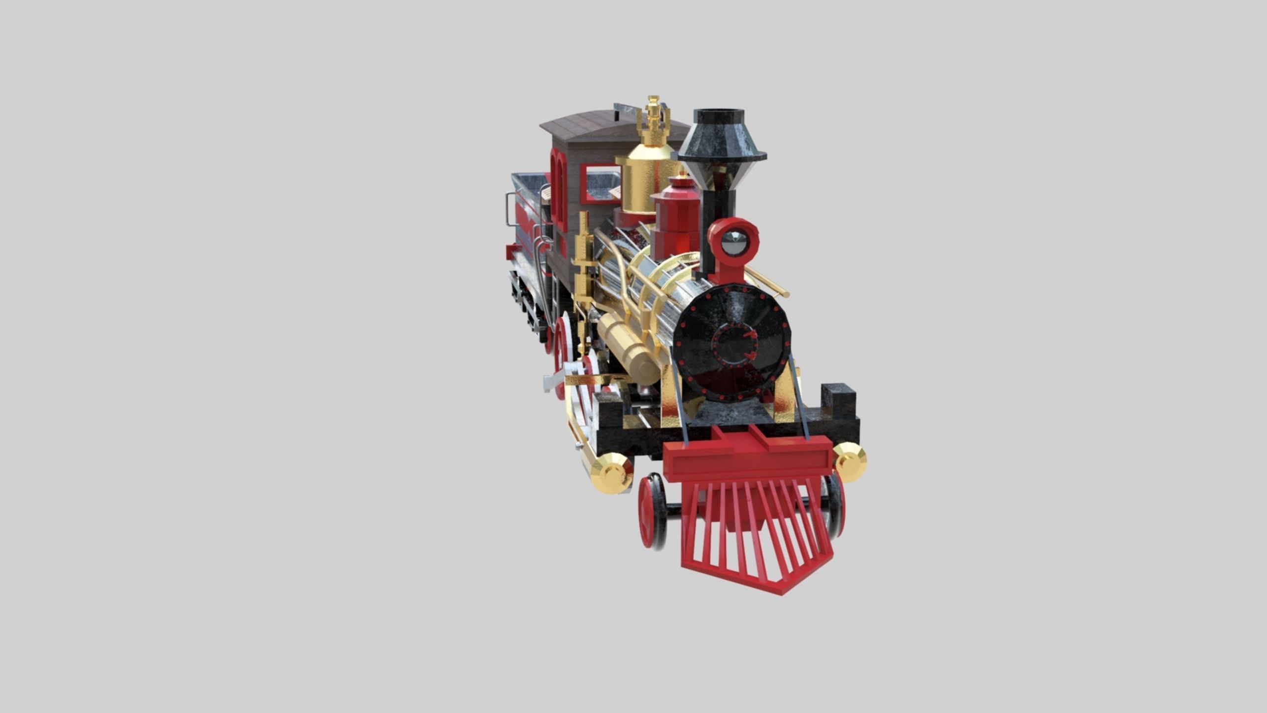 Low Poly Old Steam Train - Union Pasific Style Low-poly 3D model_12