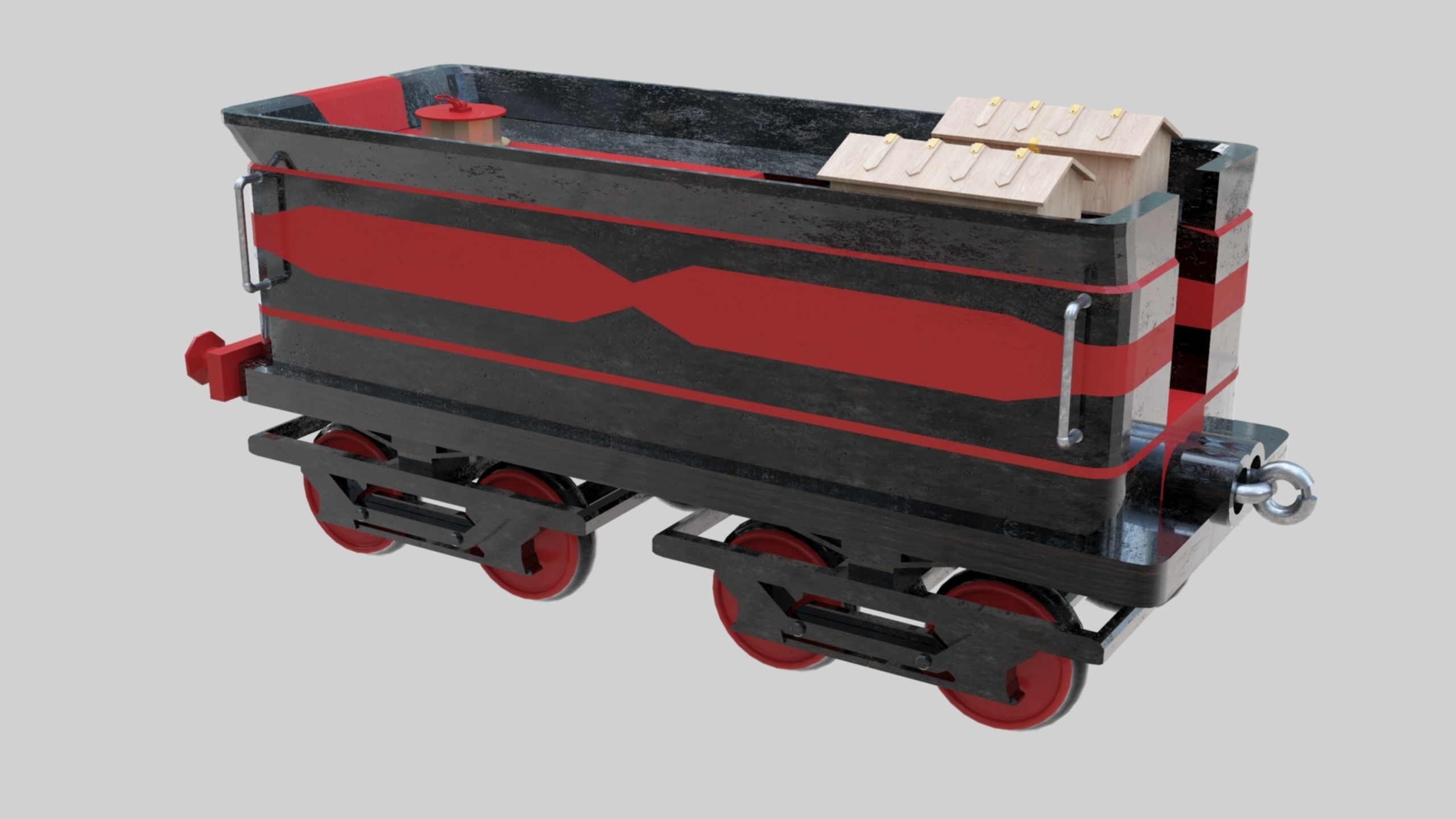 Low Poly Old Steam Train - Union Pasific Style Low-poly 3D model_130