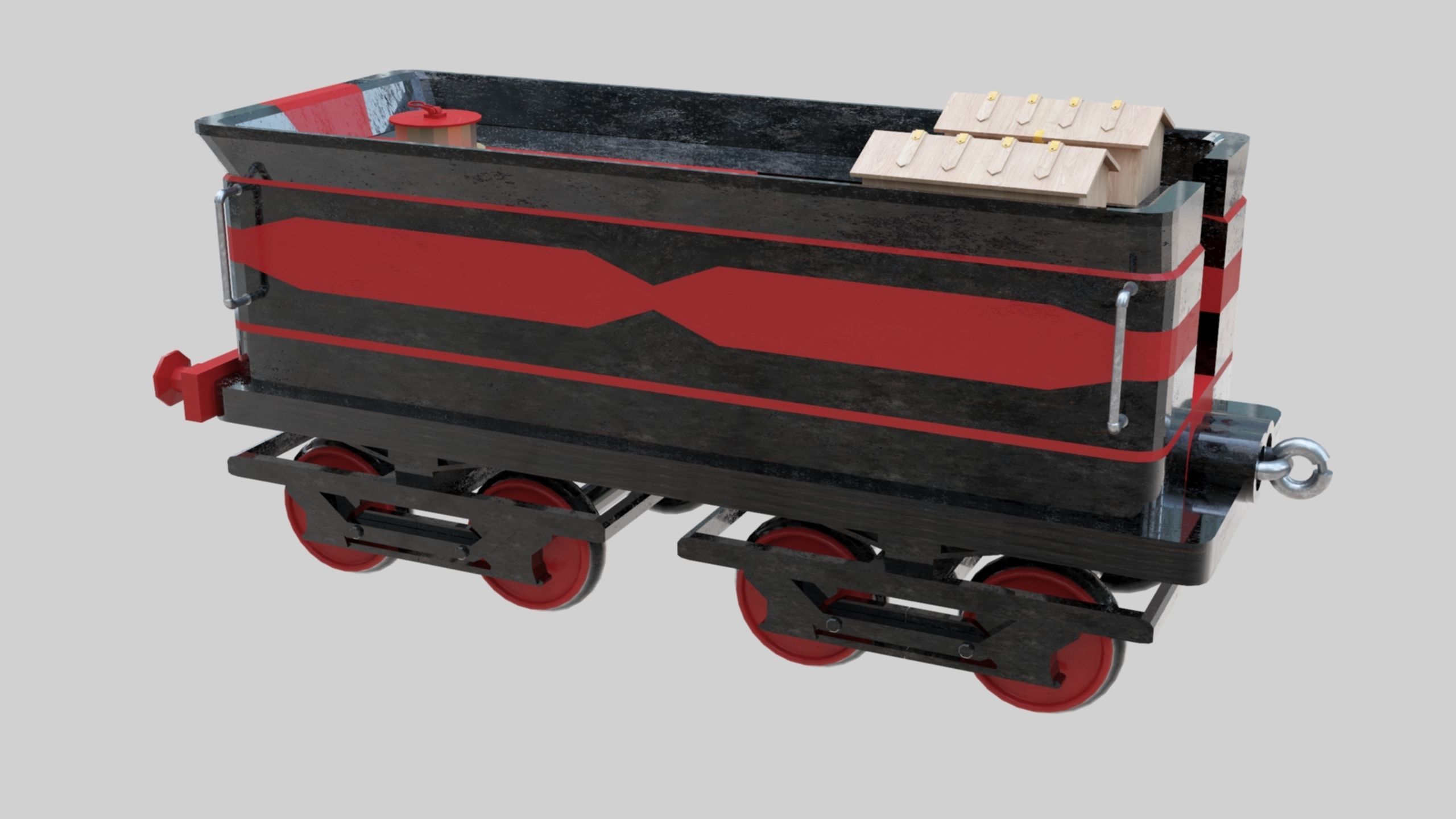 Low Poly Old Steam Train - Union Pasific Style Low-poly 3D model_123