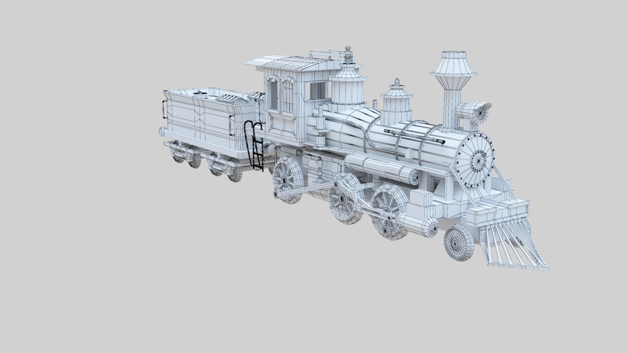 Low Poly Old Steam Train - Union Pasific Style Low-poly 3D model_58