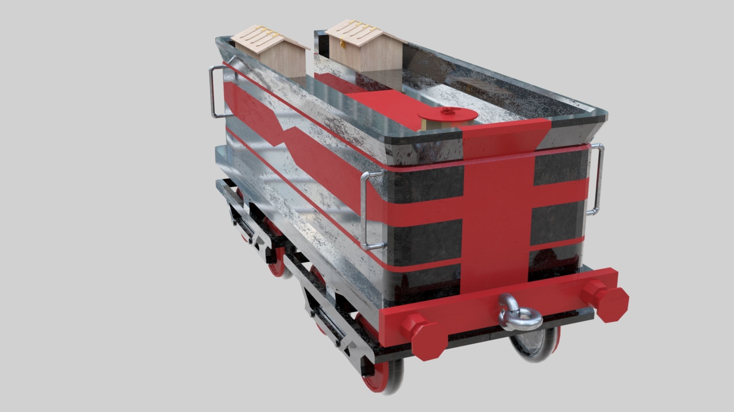 Low Poly Old Steam Train - Union Pasific Style Low-poly 3D model_122