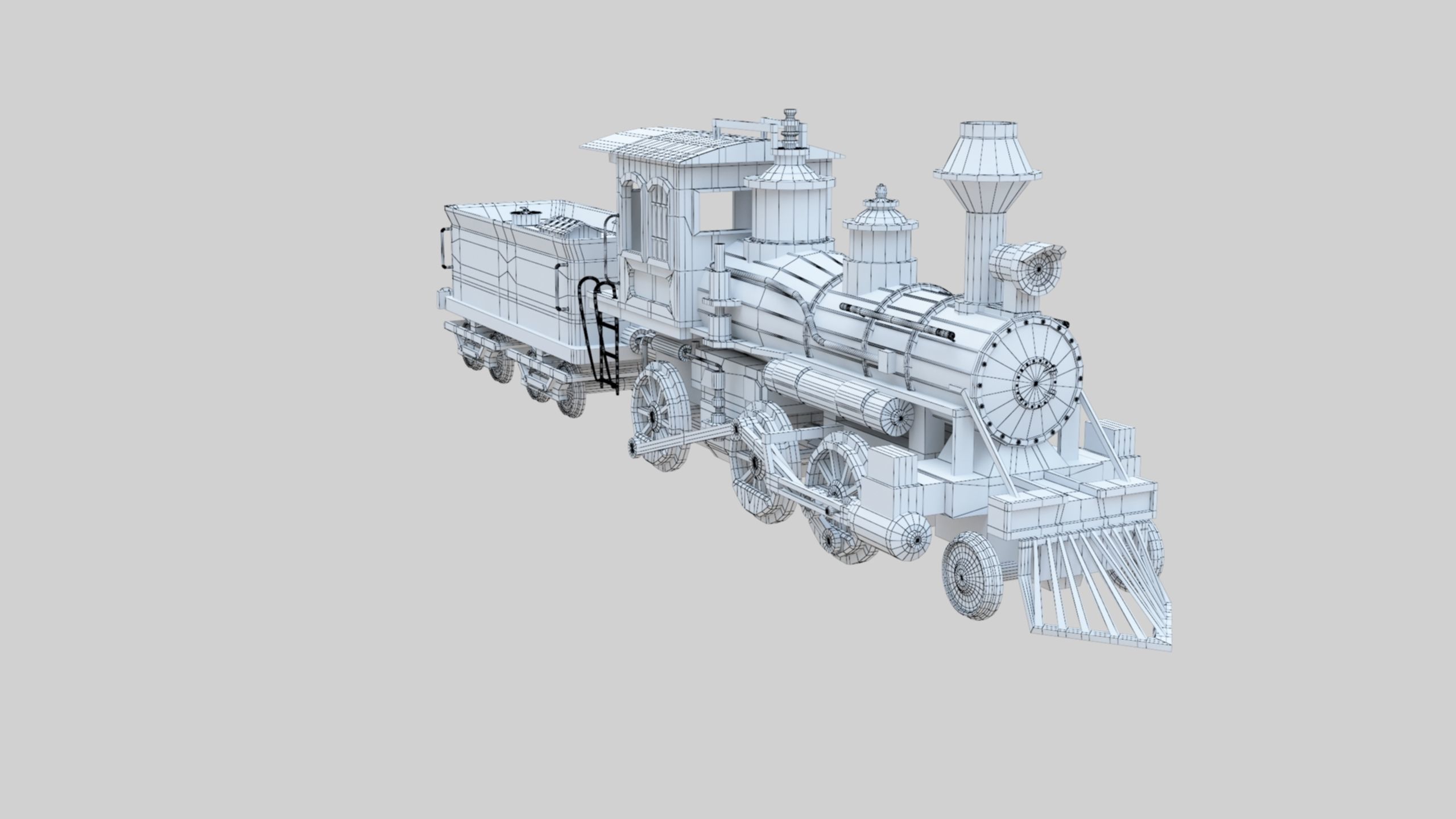 Low Poly Old Steam Train - Union Pasific Style Low-poly 3D model_61