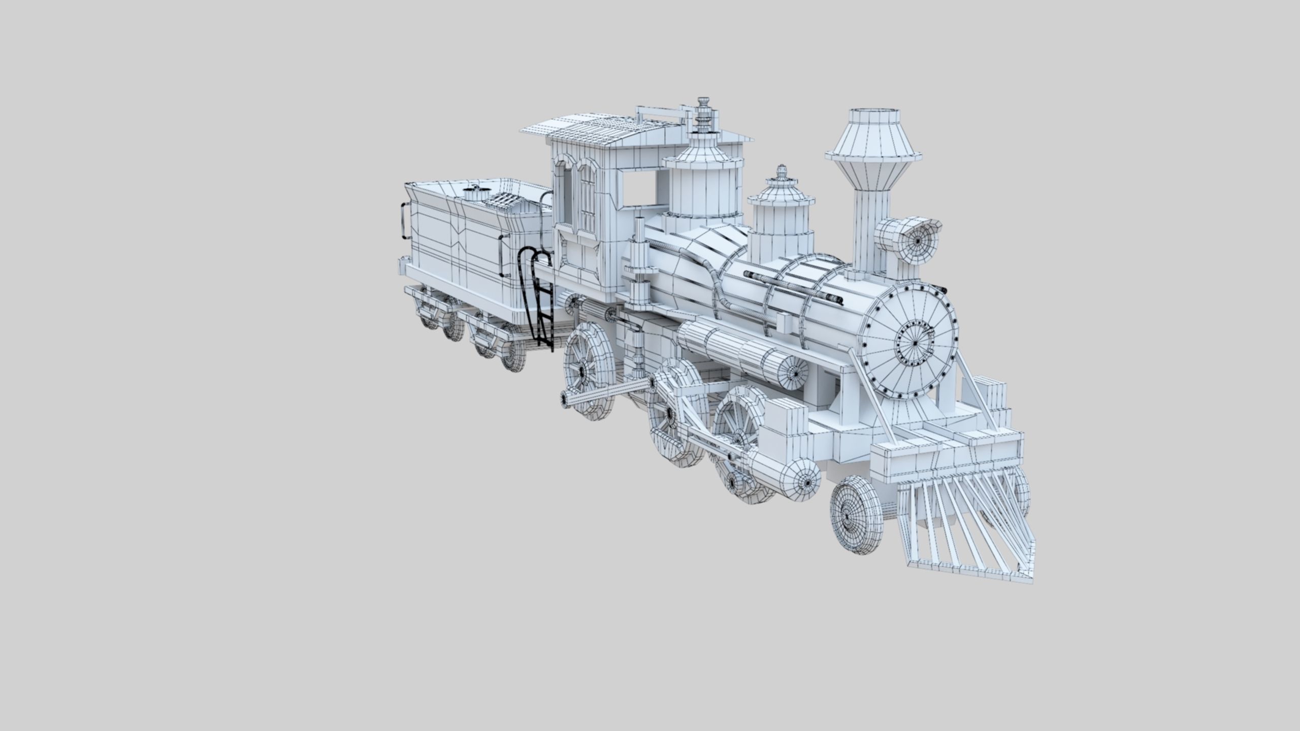 Low Poly Old Steam Train - Union Pasific Style Low-poly 3D model_62