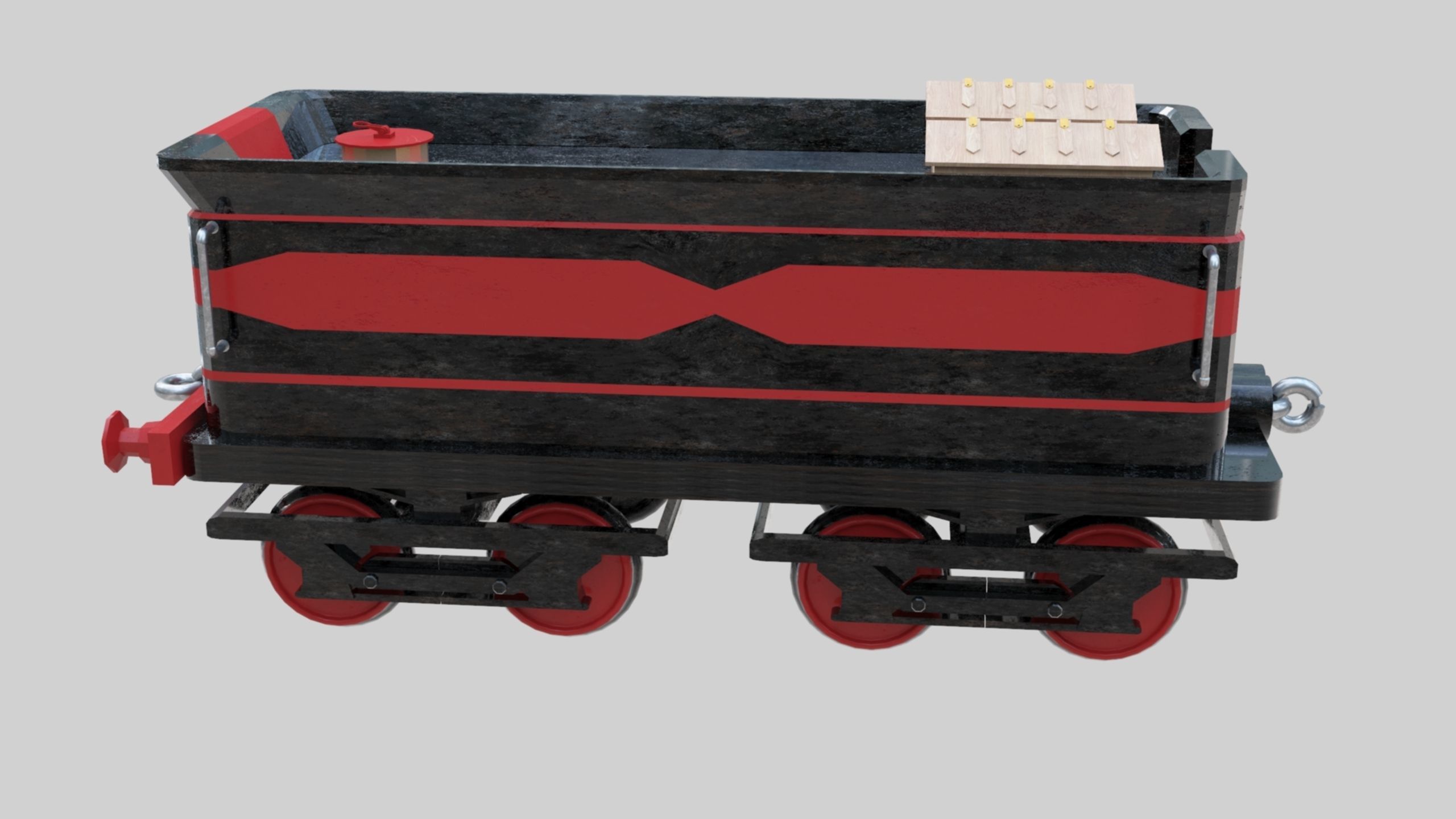 Low Poly Old Steam Train - Union Pasific Style Low-poly 3D model_126