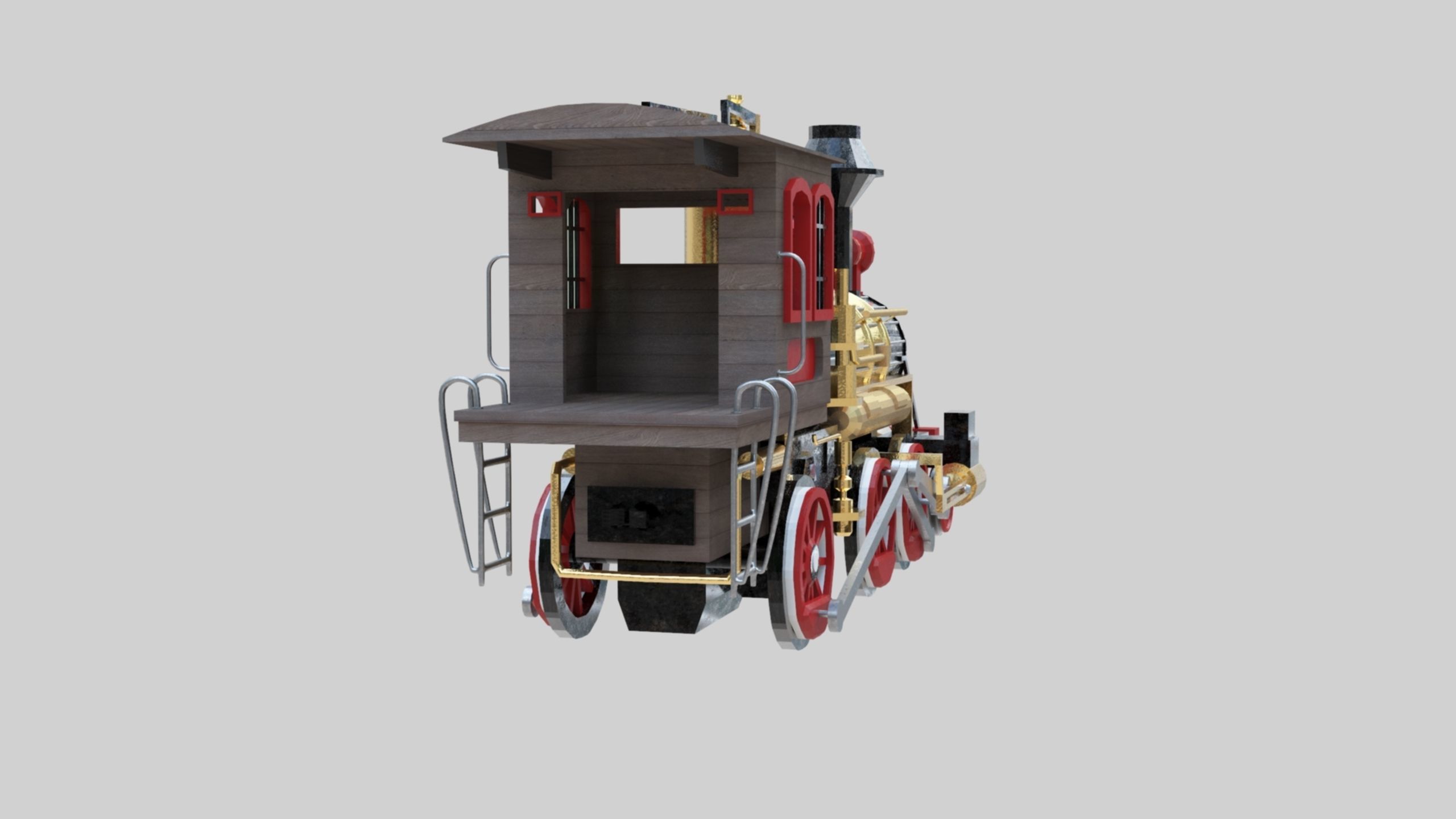 Low Poly Old Steam Train - Union Pasific Style Low-poly 3D model_76