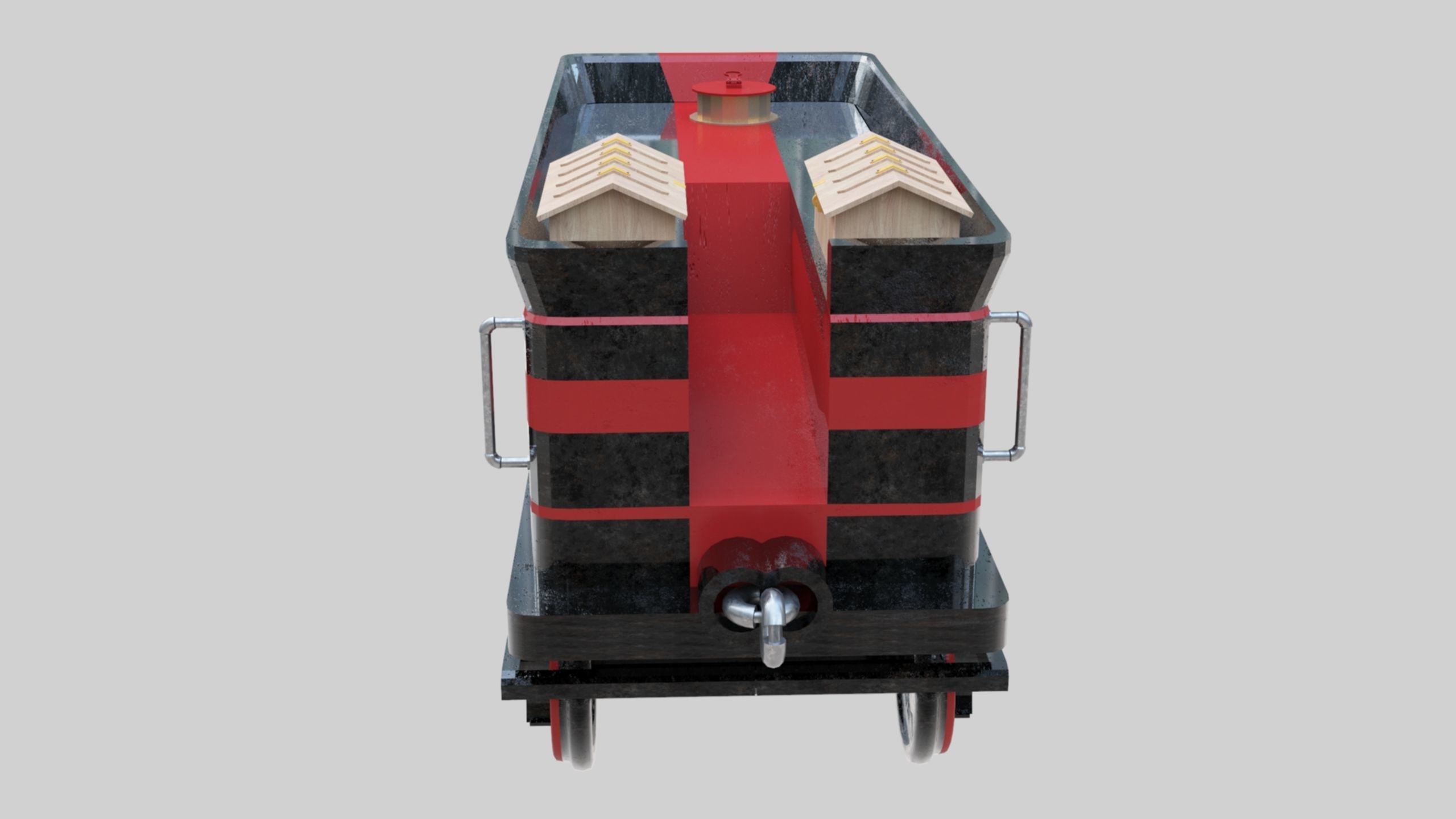 Low Poly Old Steam Train - Union Pasific Style Low-poly 3D model_104