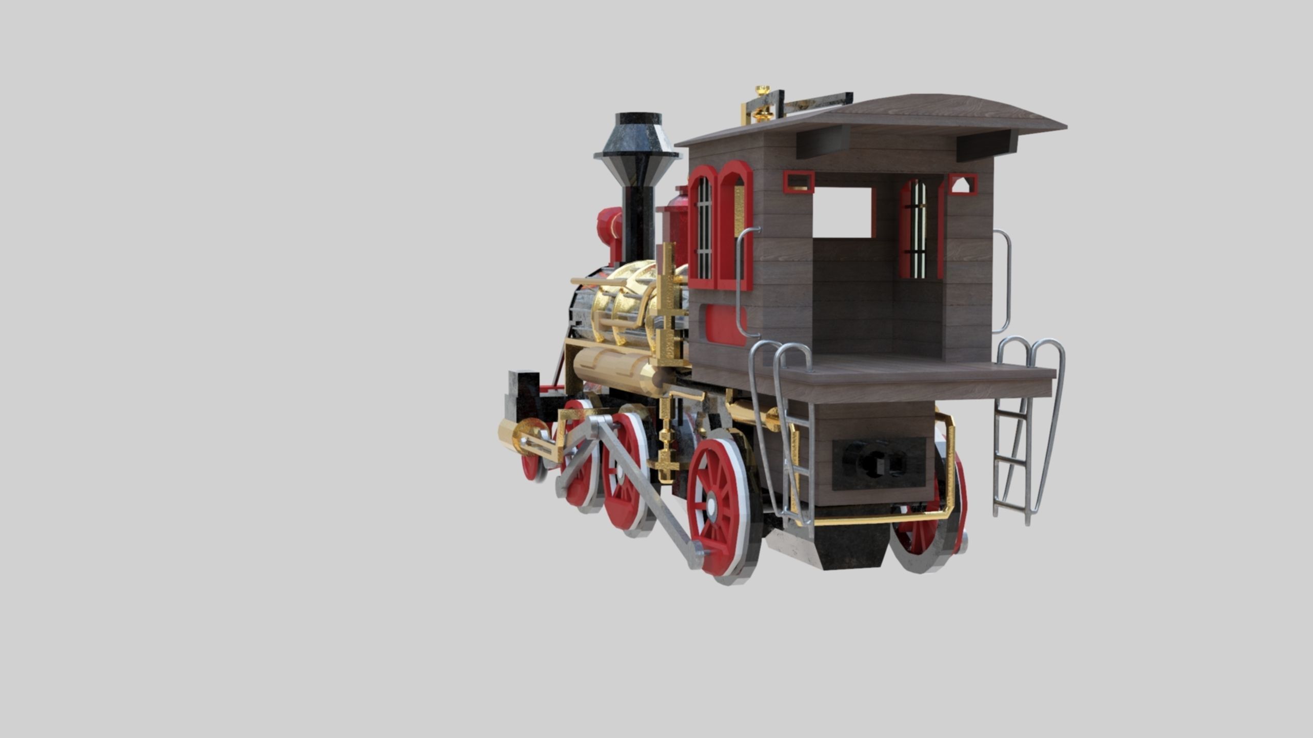 Low Poly Old Steam Train - Union Pasific Style Low-poly 3D model_77