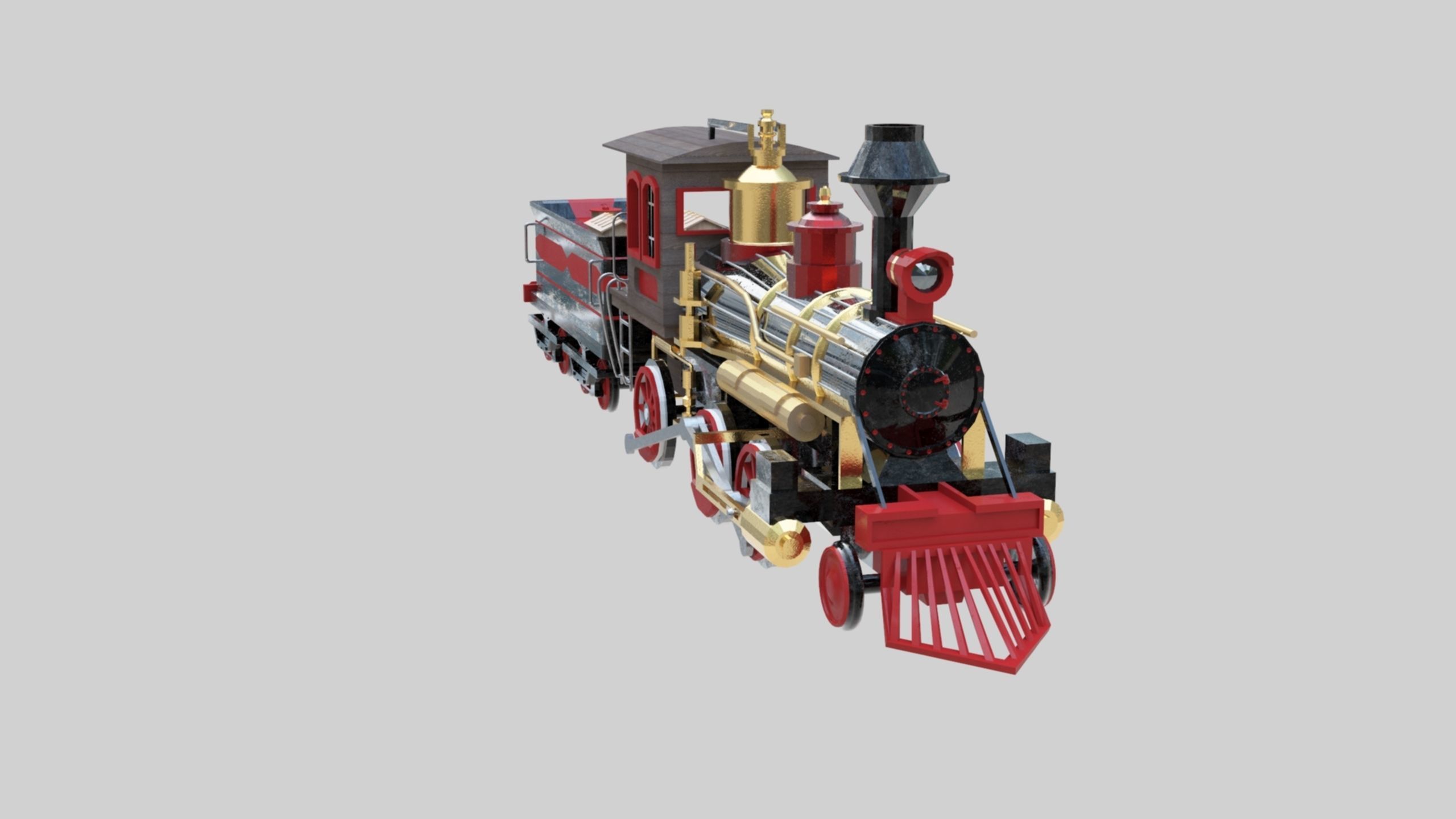 Low Poly Old Steam Train - Union Pasific Style Low-poly 3D model_1