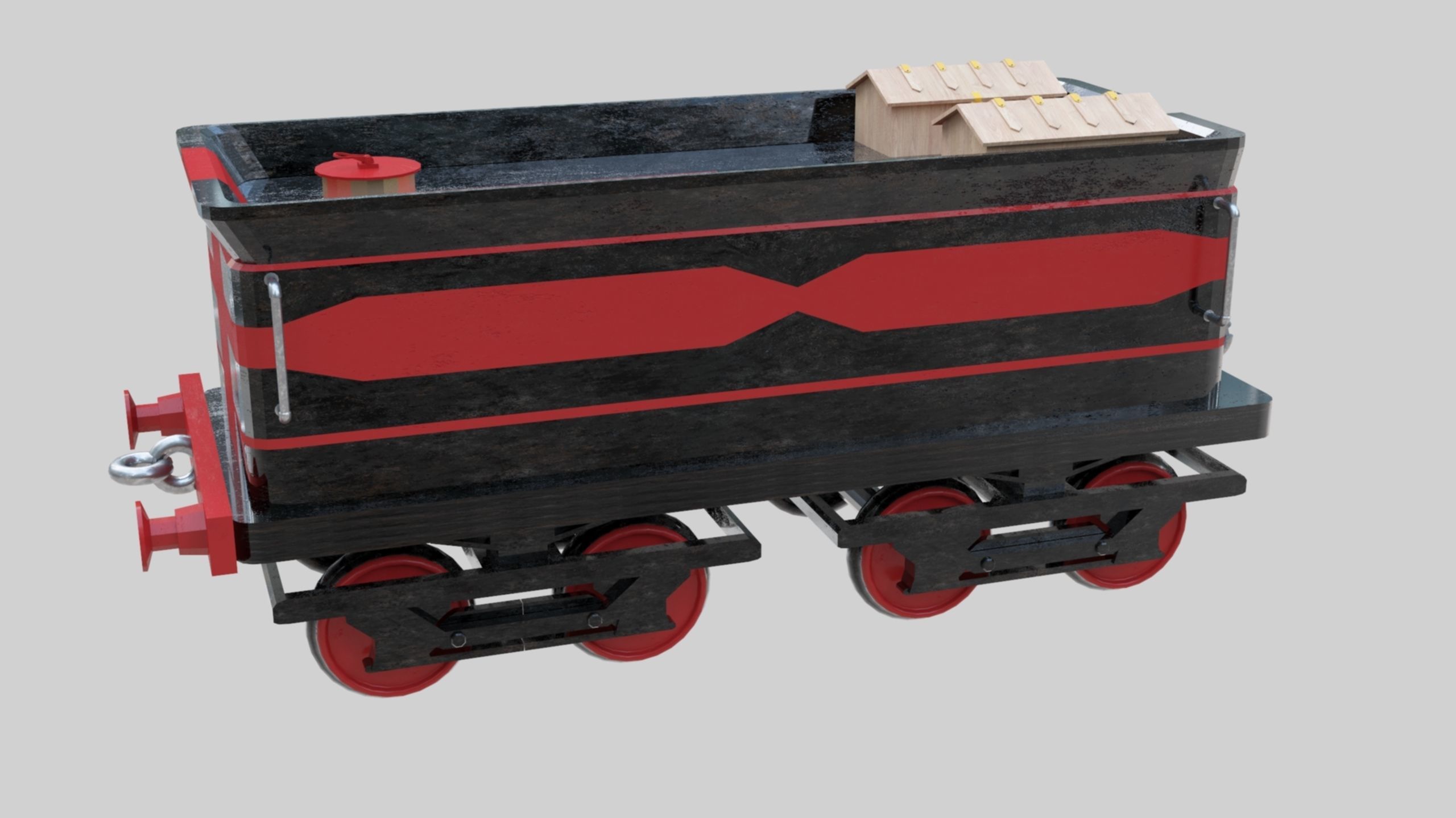 Low Poly Old Steam Train - Union Pasific Style Low-poly 3D model_127