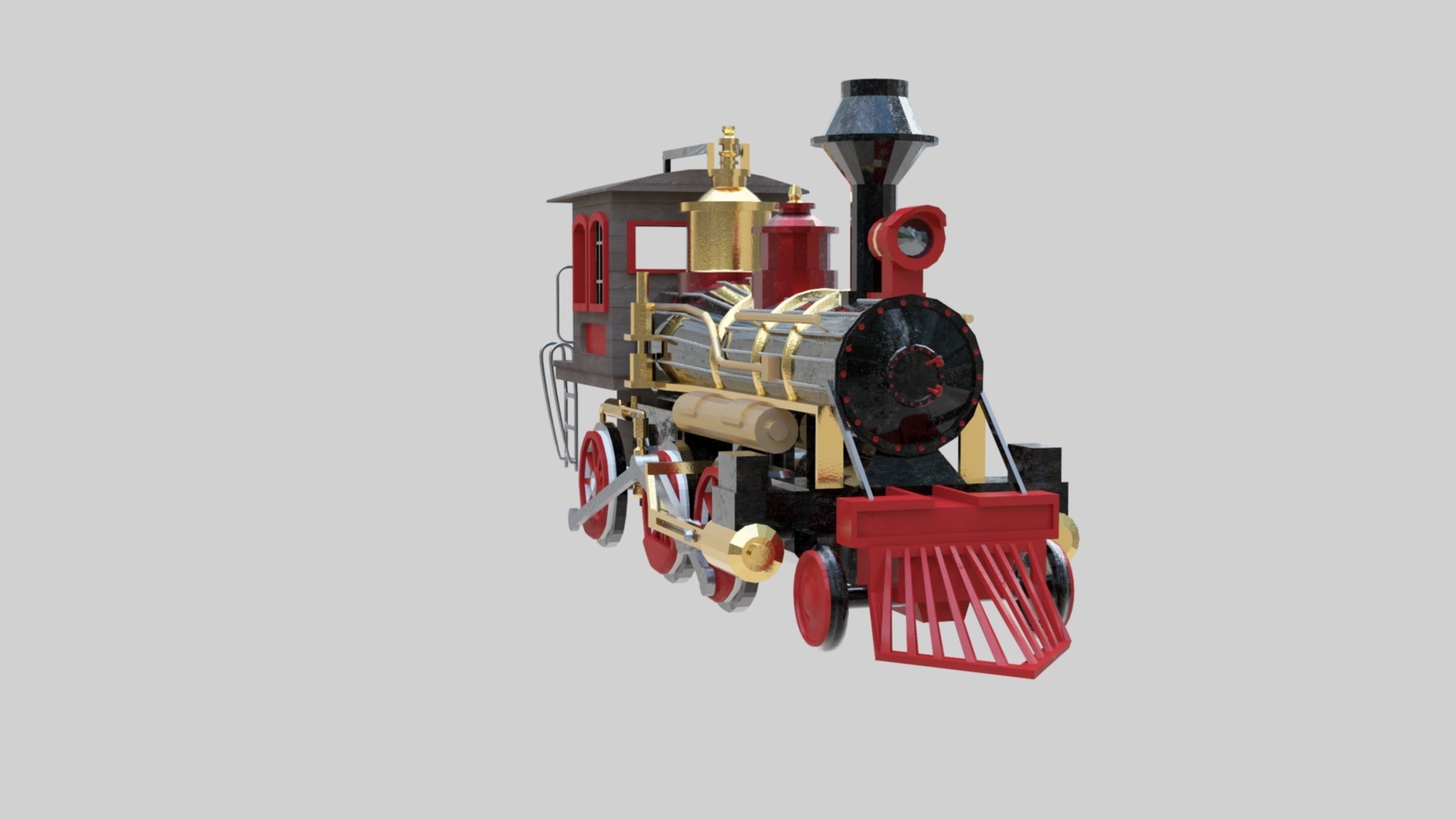 Low Poly Old Steam Train - Union Pasific Style Low-poly 3D model_92