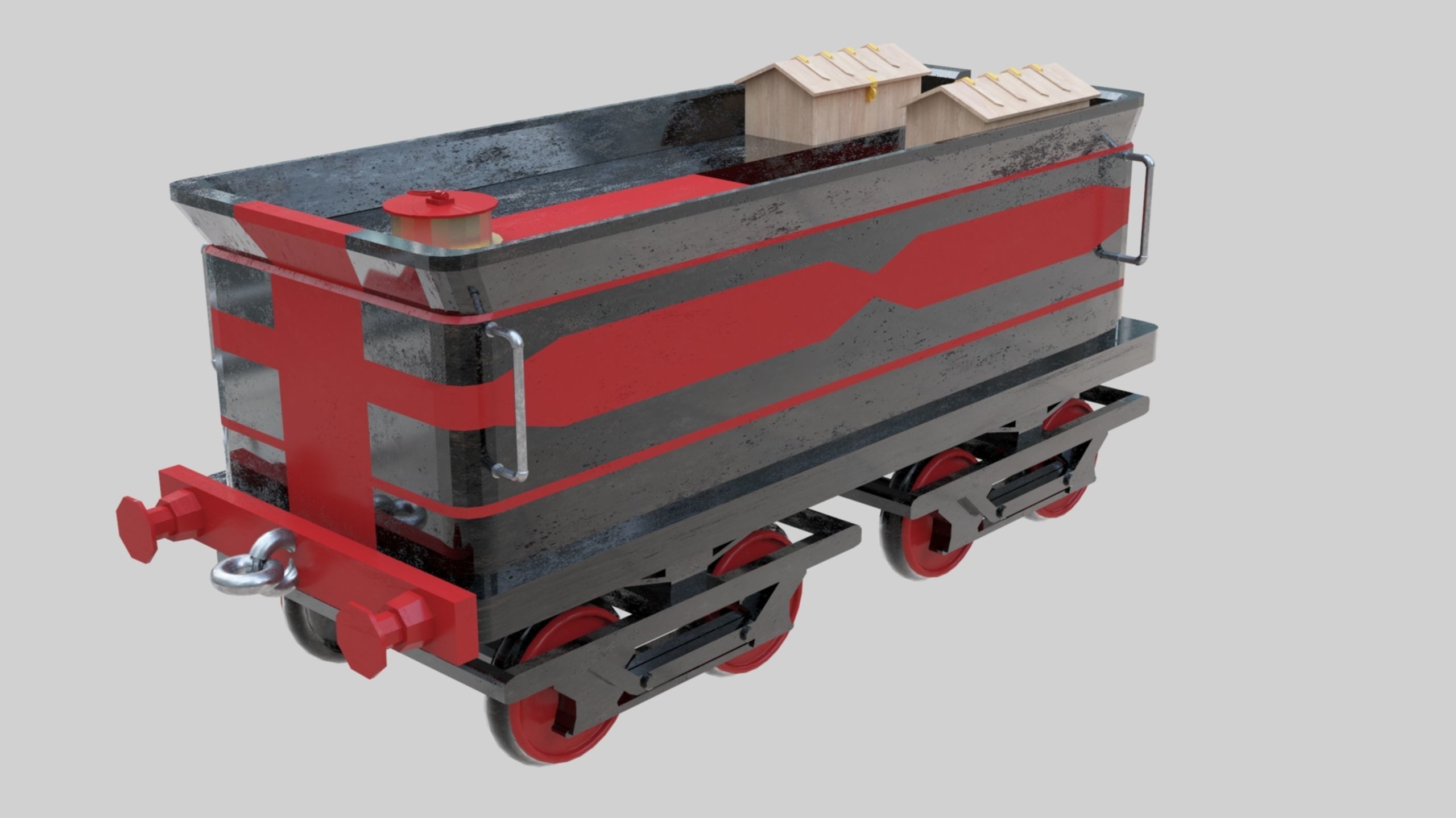 Low Poly Old Steam Train - Union Pasific Style Low-poly 3D model_119