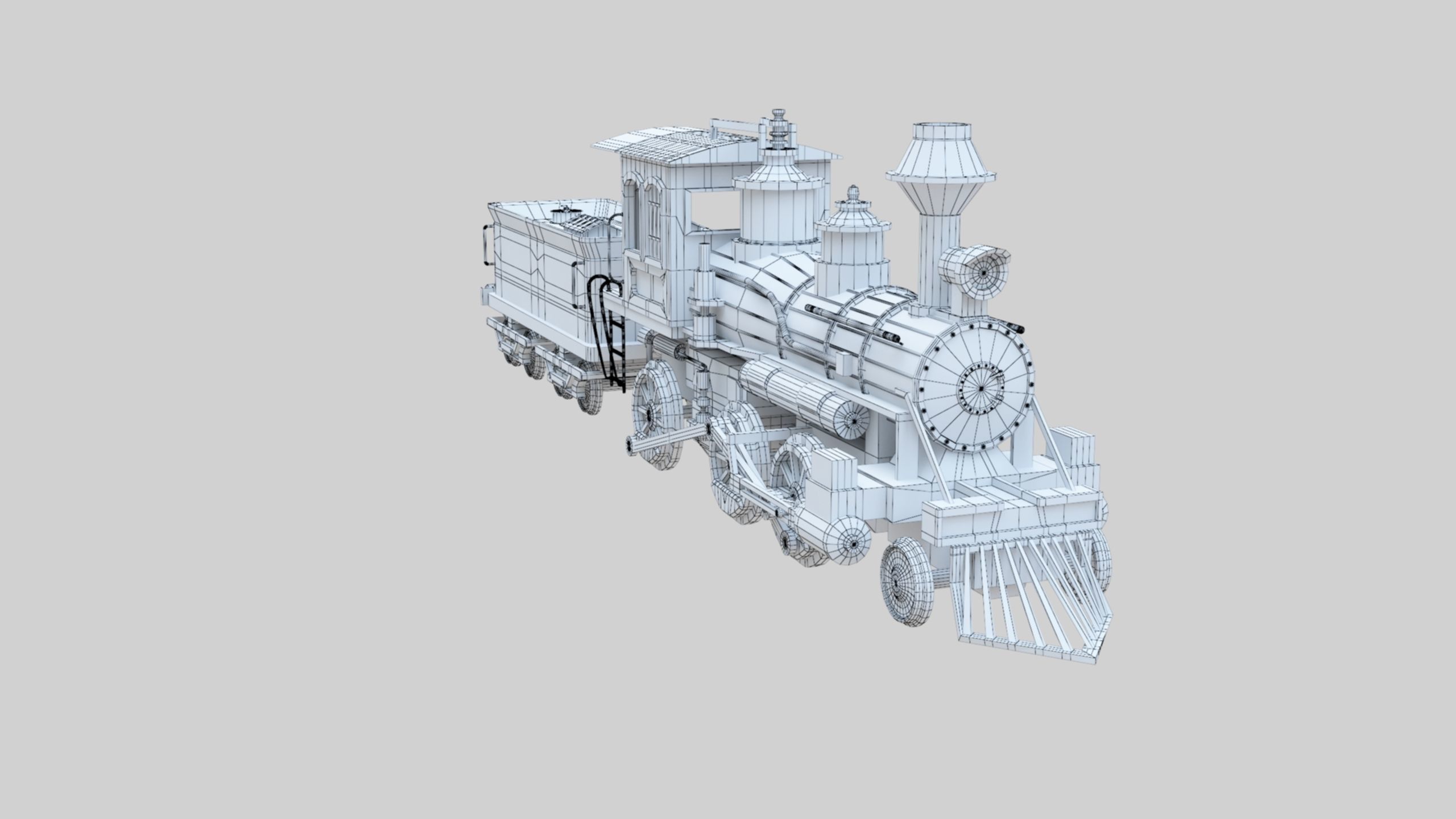 Low Poly Old Steam Train - Union Pasific Style Low-poly 3D model_36