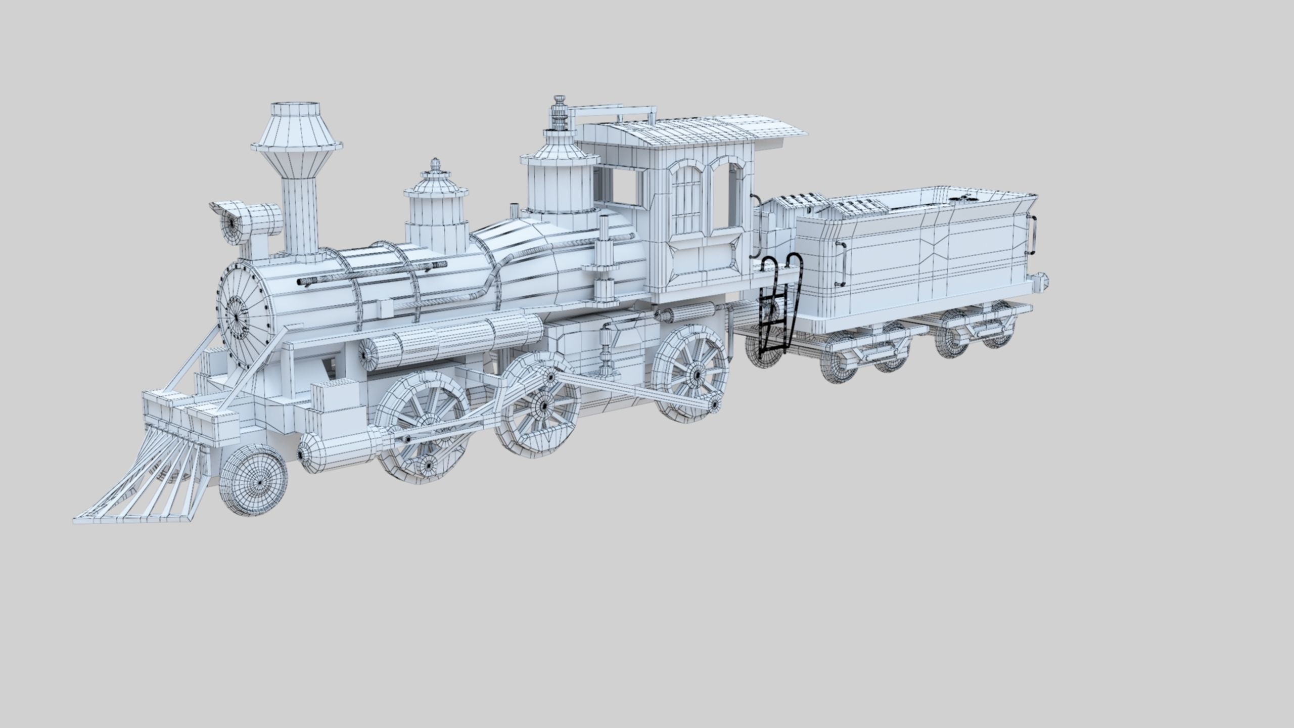 Low Poly Old Steam Train - Union Pasific Style Low-poly 3D model_46