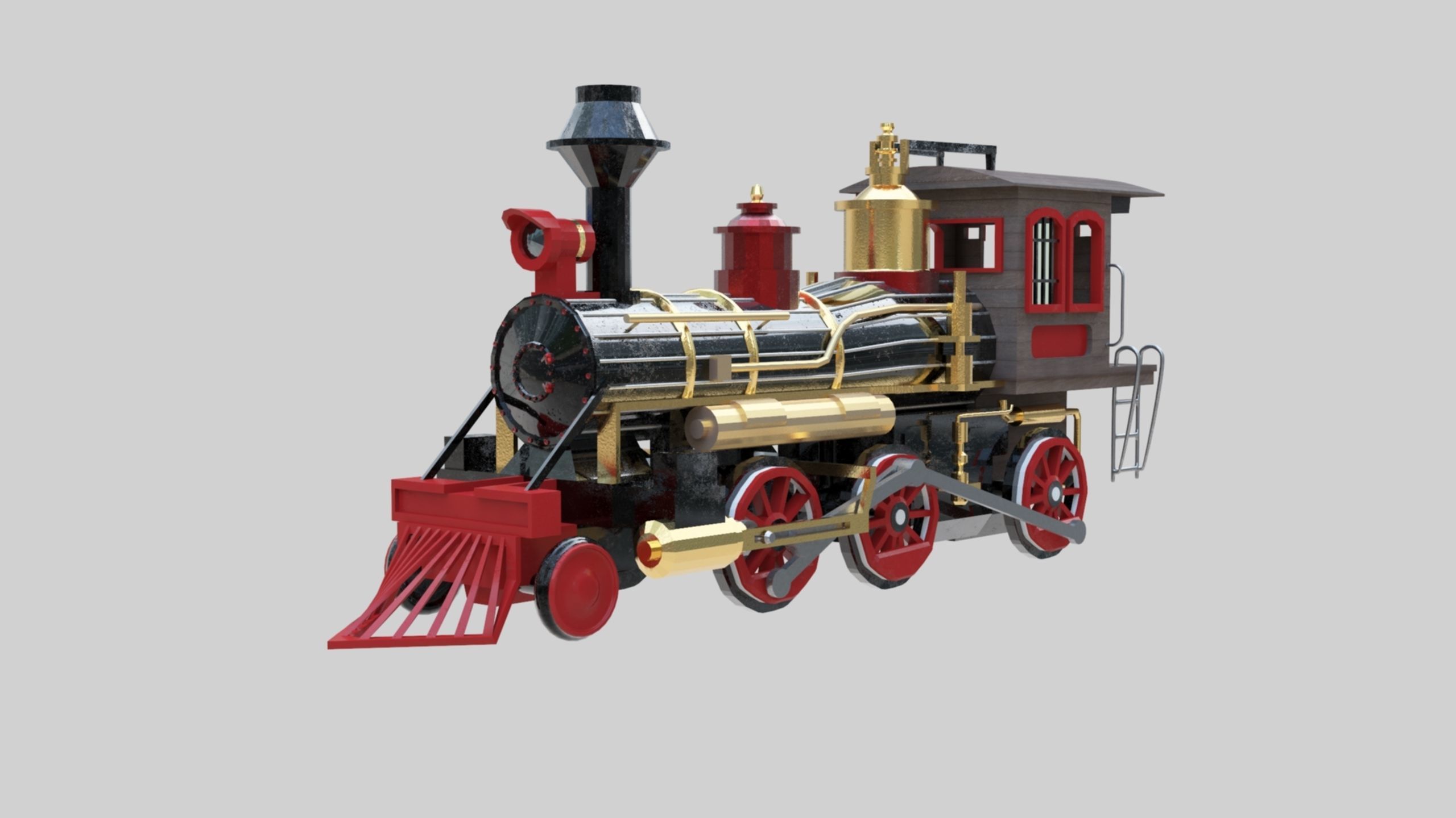 Low Poly Old Steam Train - Union Pasific Style Low-poly 3D model_93