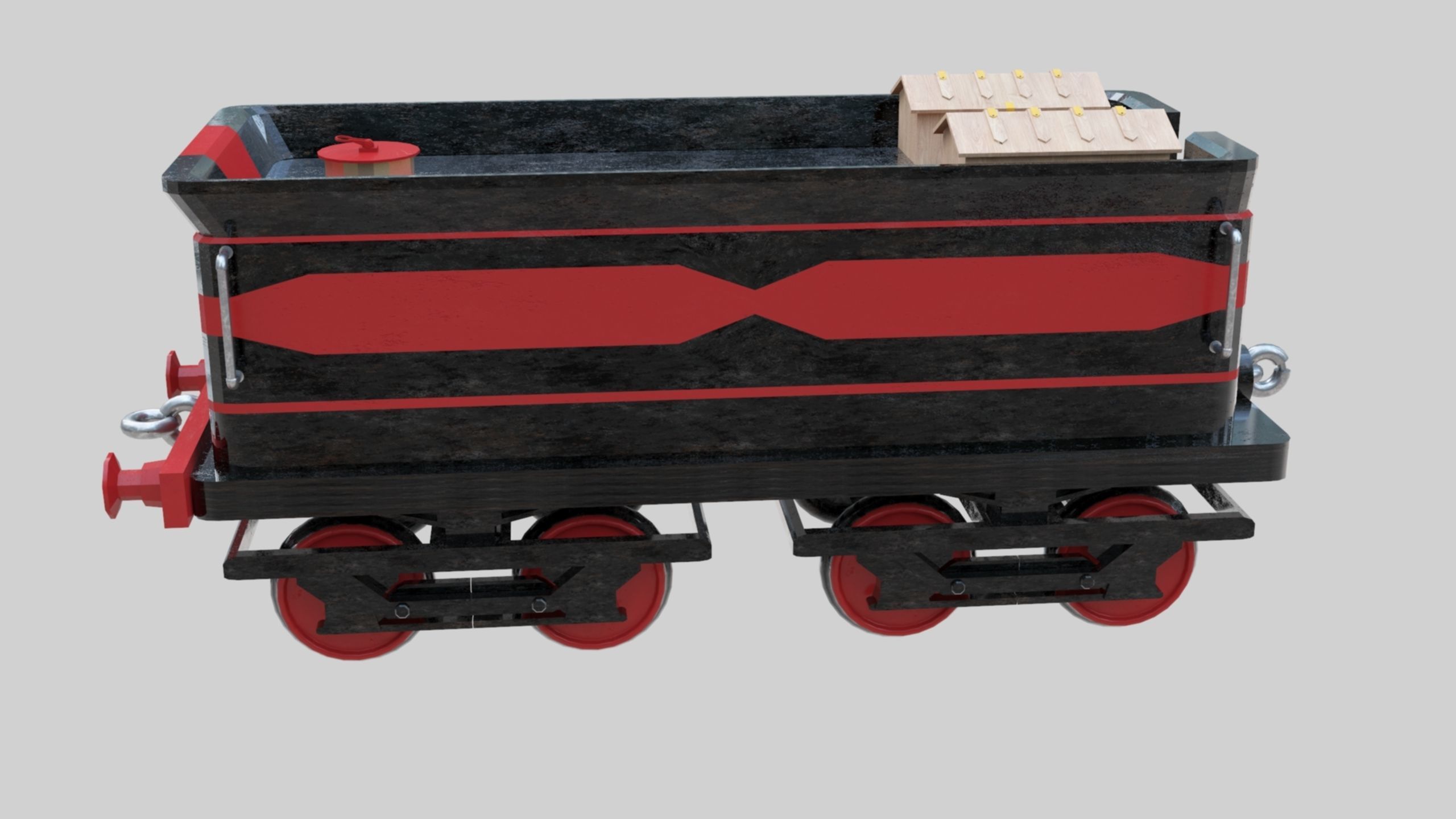 Low Poly Old Steam Train - Union Pasific Style Low-poly 3D model_121