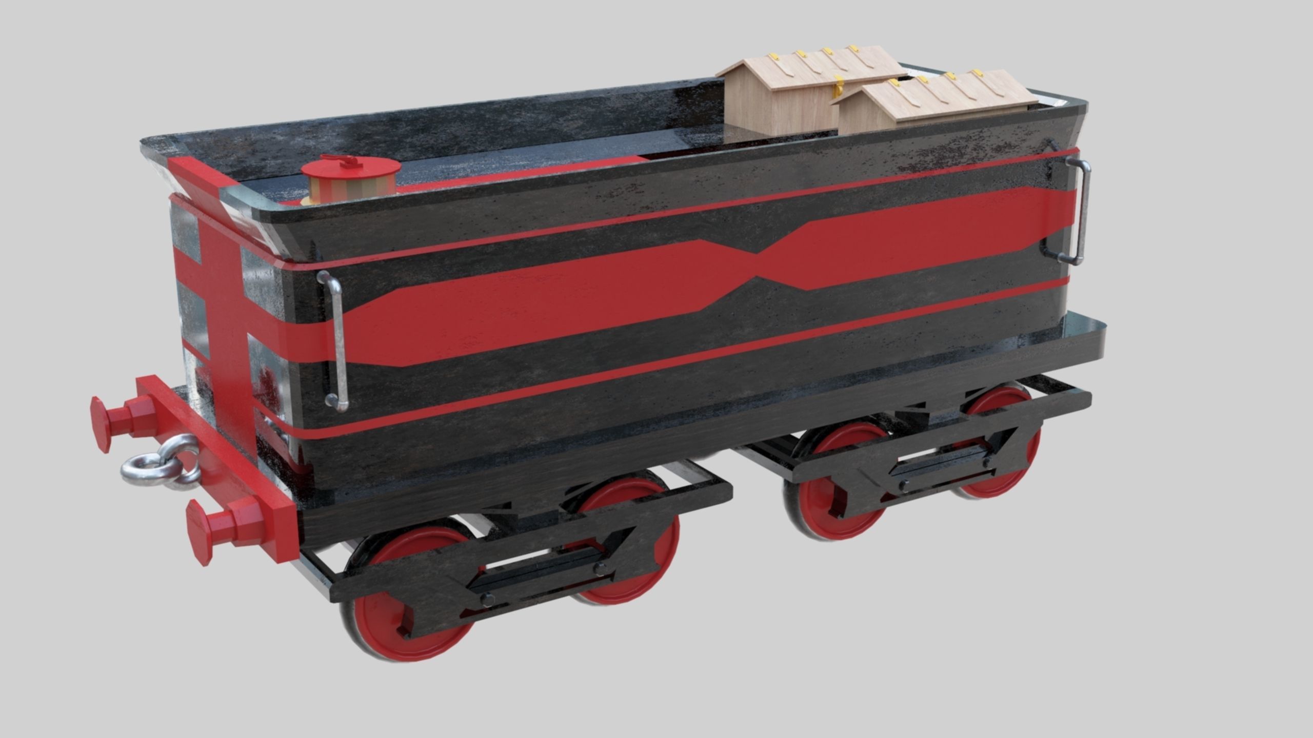 Low Poly Old Steam Train - Union Pasific Style Low-poly 3D model_120