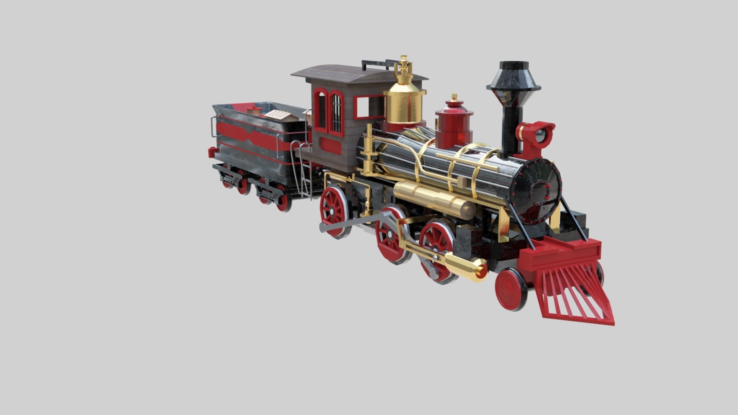 Low Poly Old Steam Train - Union Pasific Style Low-poly 3D model_30