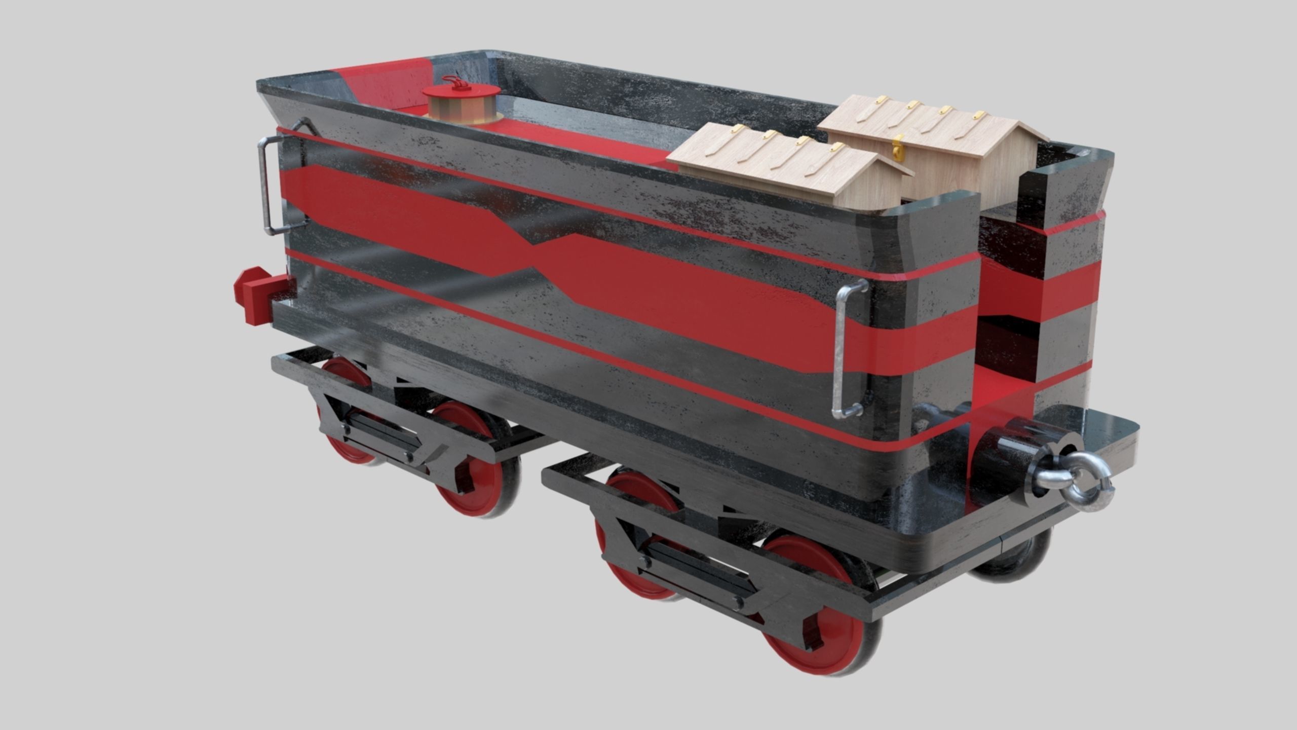 Low Poly Old Steam Train - Union Pasific Style Low-poly 3D model_109