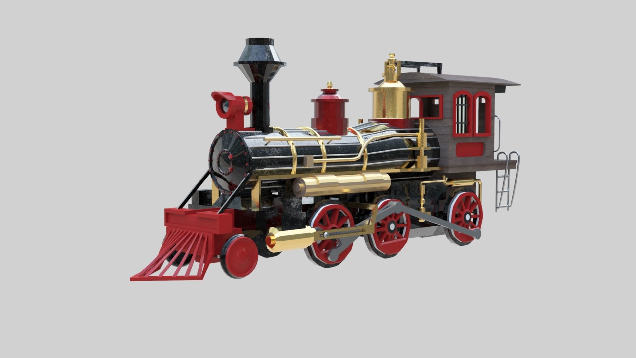 Low Poly Old Steam Train - Union Pasific Style Low-poly 3D model_65