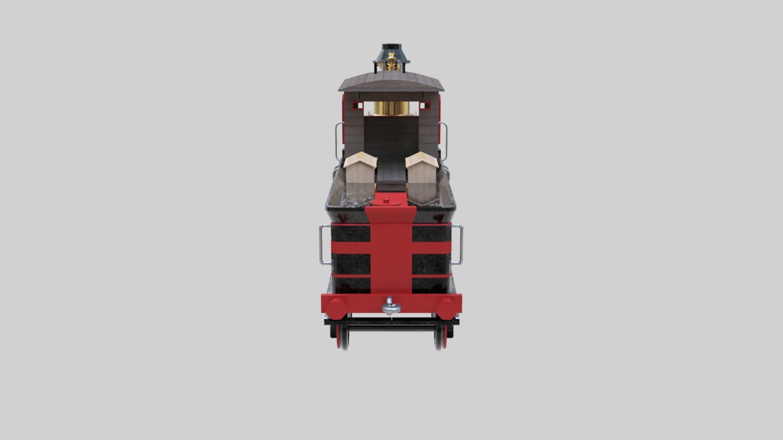 Low Poly Old Steam Train - Union Pasific Style Low-poly 3D model_15