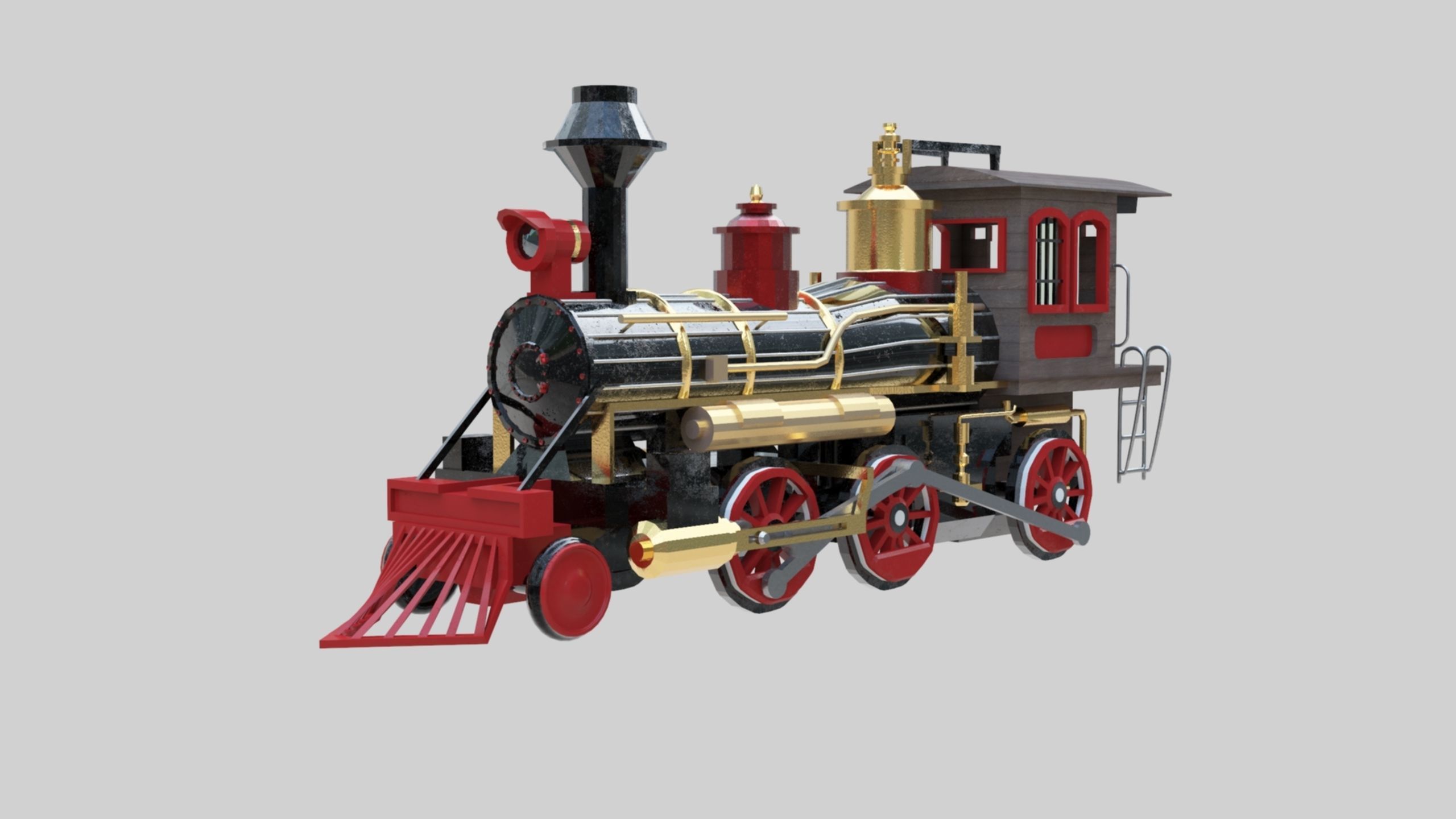 Low Poly Old Steam Train - Union Pasific Style Low-poly 3D model_69
