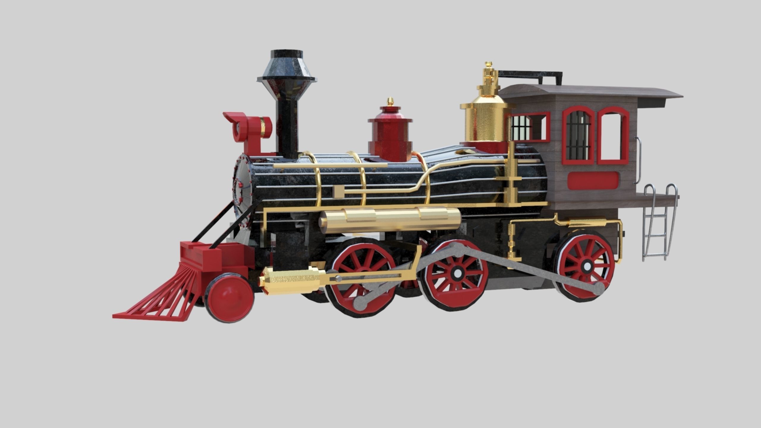 Low Poly Old Steam Train - Union Pasific Style Low-poly 3D model_70