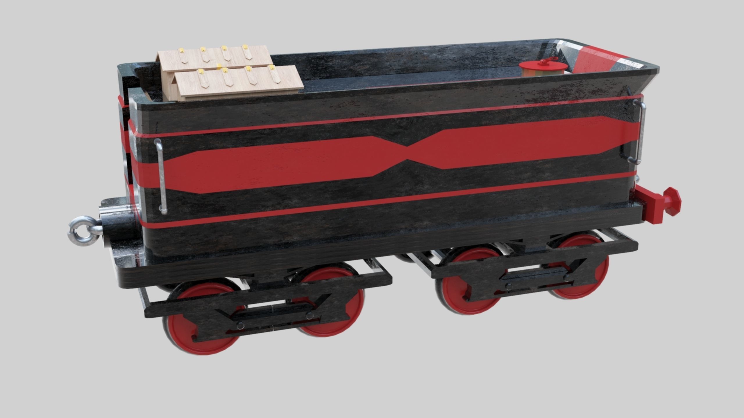 Low Poly Old Steam Train - Union Pasific Style Low-poly 3D model_114