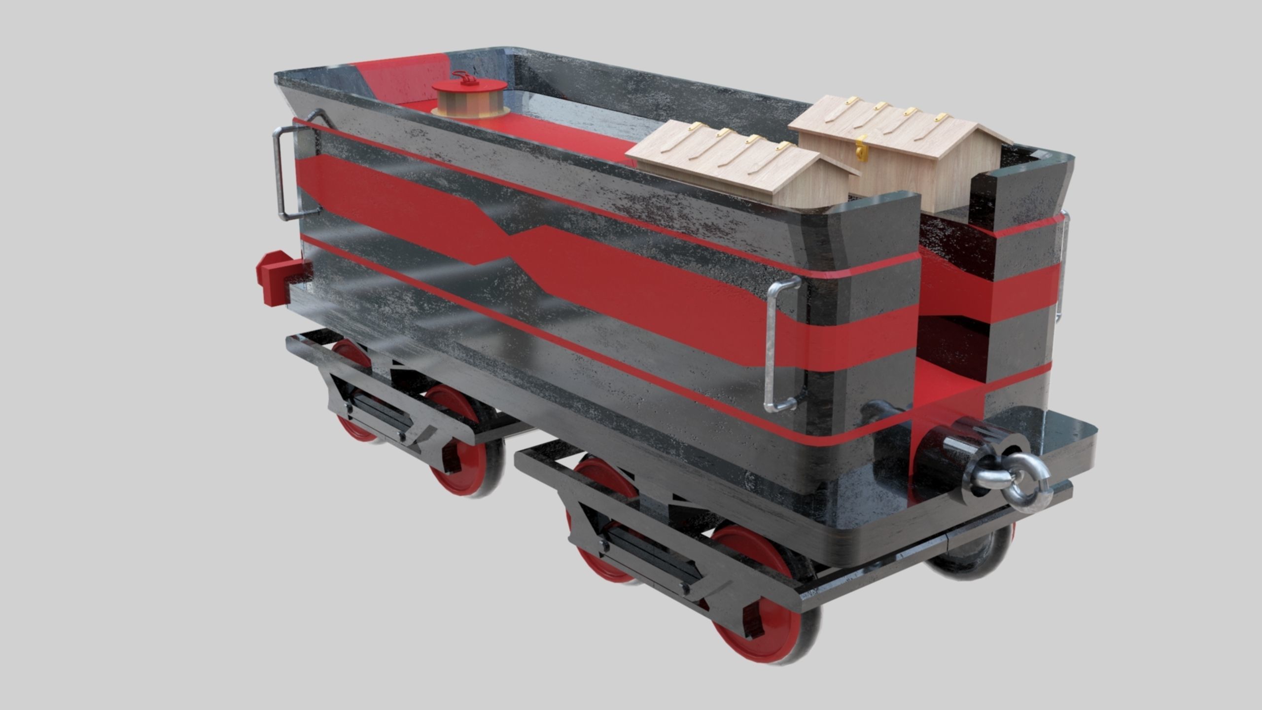 Low Poly Old Steam Train - Union Pasific Style Low-poly 3D model_102