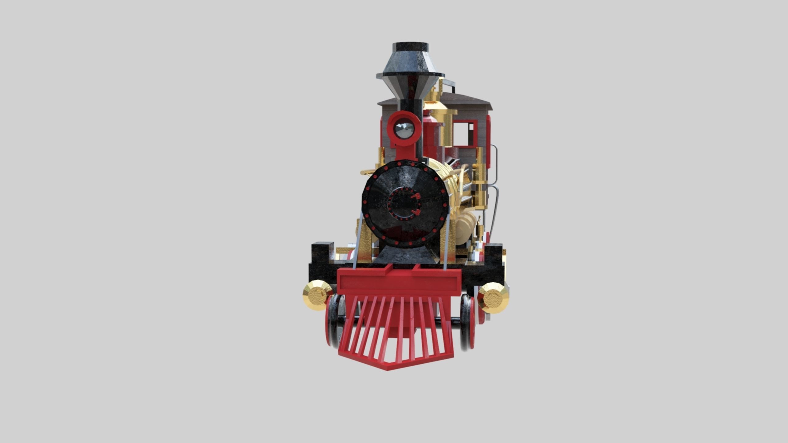 Low Poly Old Steam Train - Union Pasific Style Low-poly 3D model_90