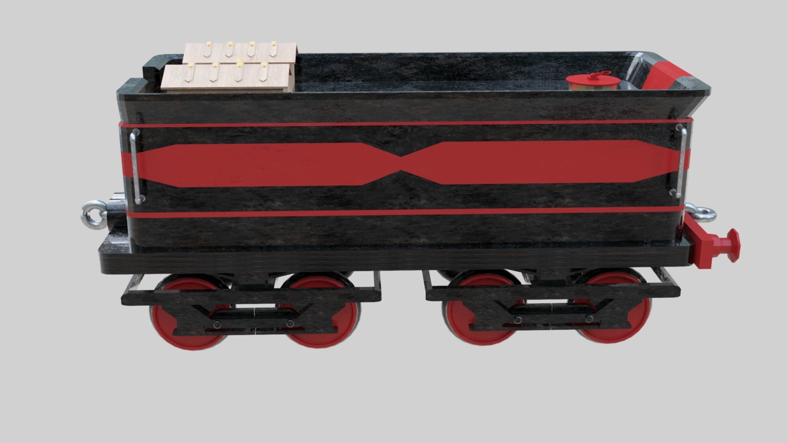 Low Poly Old Steam Train - Union Pasific Style Low-poly 3D model_112