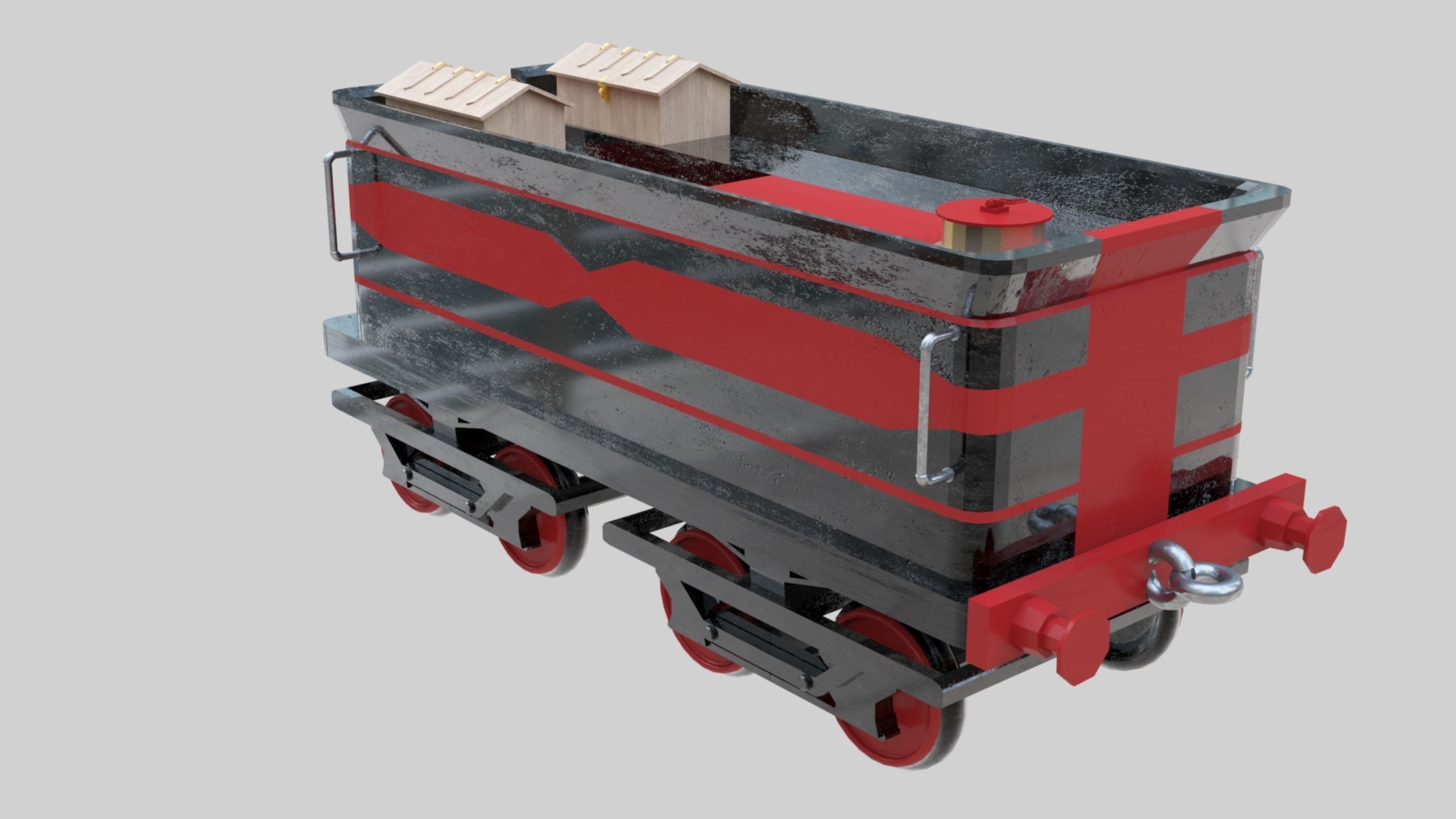 Low Poly Old Steam Train - Union Pasific Style Low-poly 3D model_111